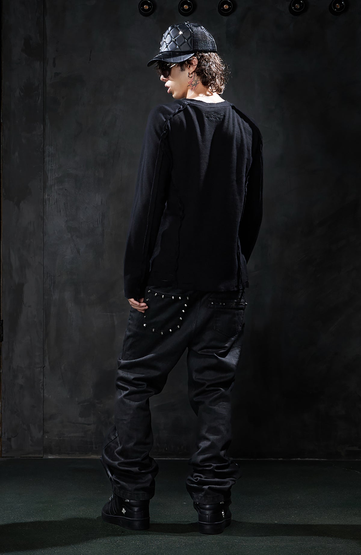 DND4DES Studded Zip-Detail Washed Slim Jeans