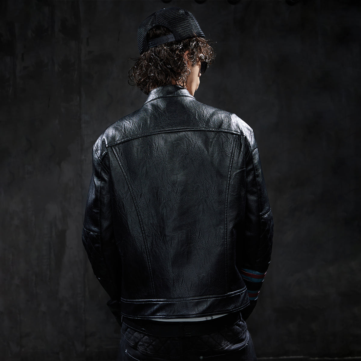 DND4DES Retro Quilted Patchwork Colorblock Biker Jacket
