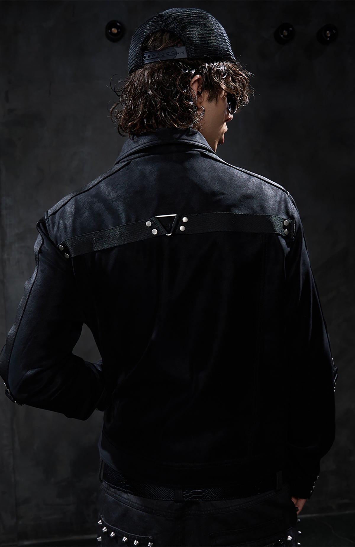 DND4DES Studded Lapel Suede Biker Jacket