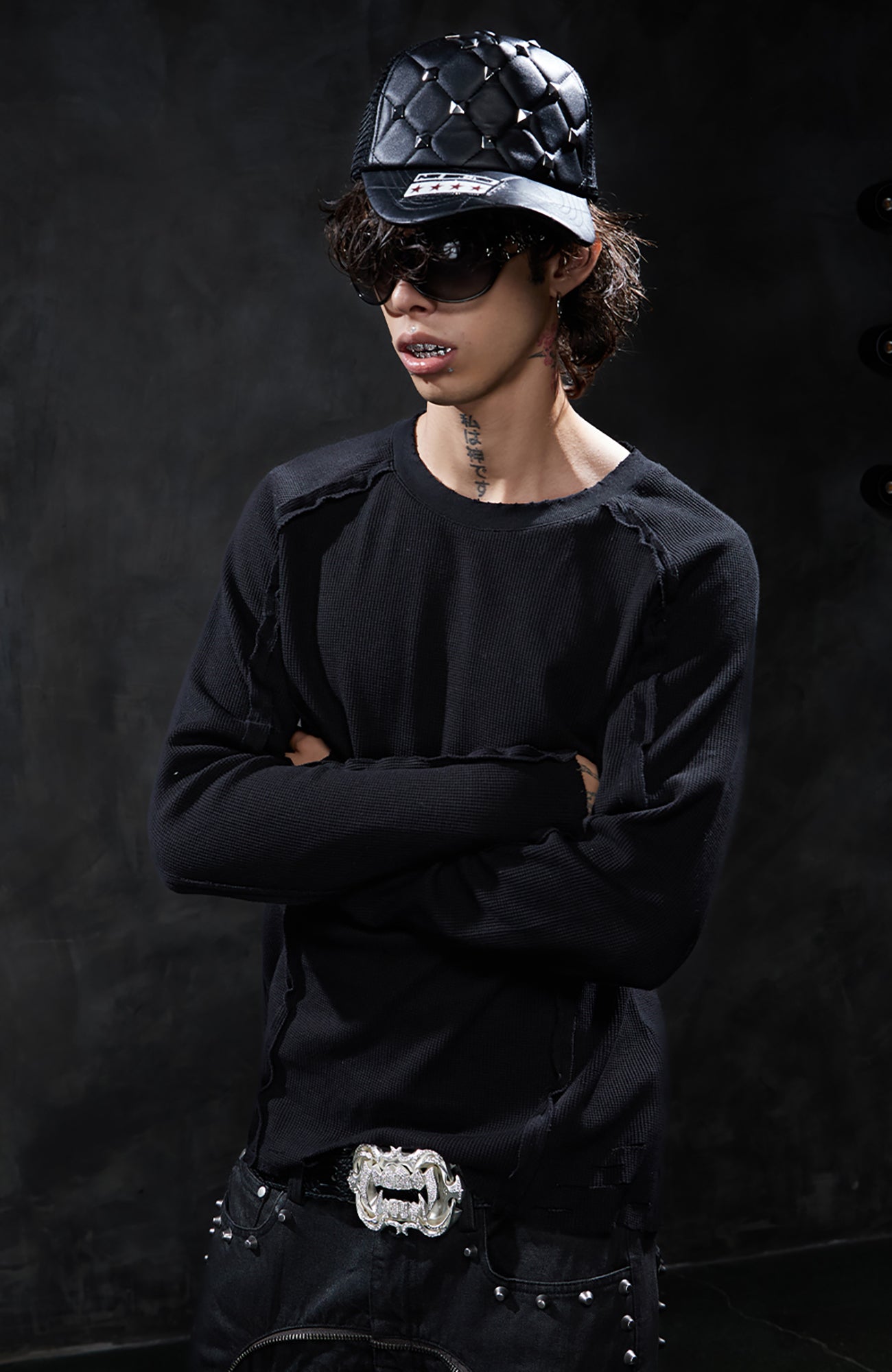 DND4DES Retro Deconstructed Waffle-Knit Long-Sleeve Tee