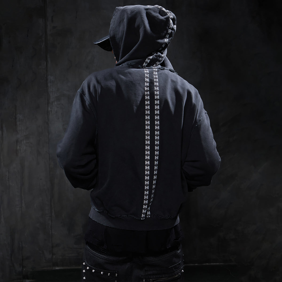 DND4DES Studded Graphic Zip-Up Hoodie
