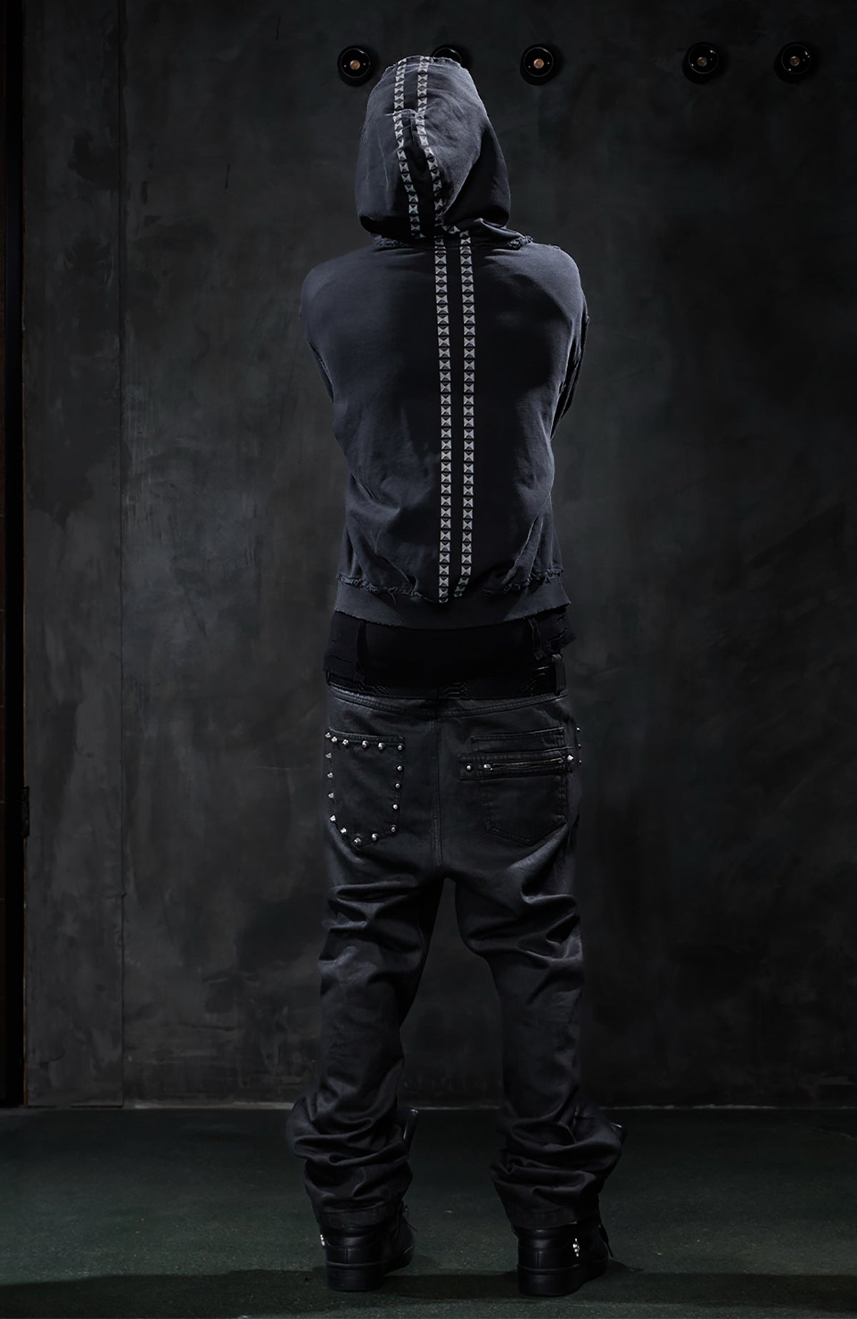 DND4DES Studded Graphic Zip-Up Hoodie