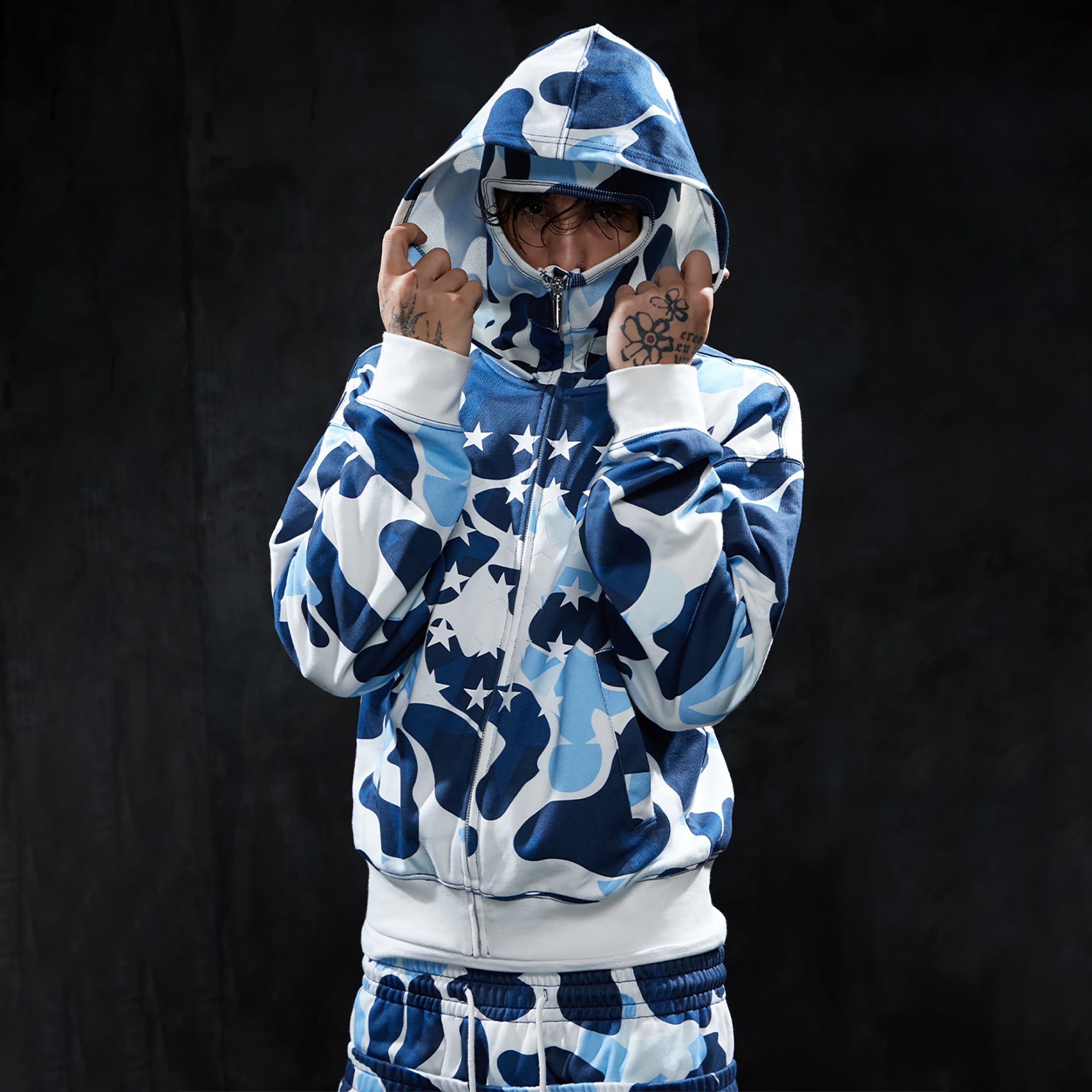 DND4DES Camo Star Full-Print Mask Hoodie