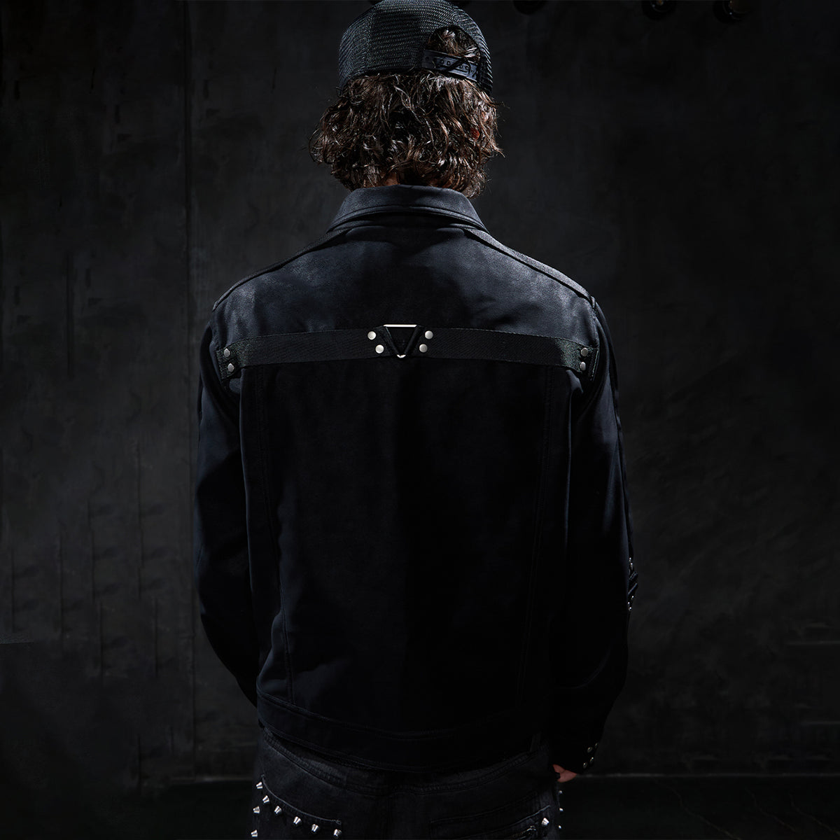 DND4DES Studded Lapel Suede Biker Jacket