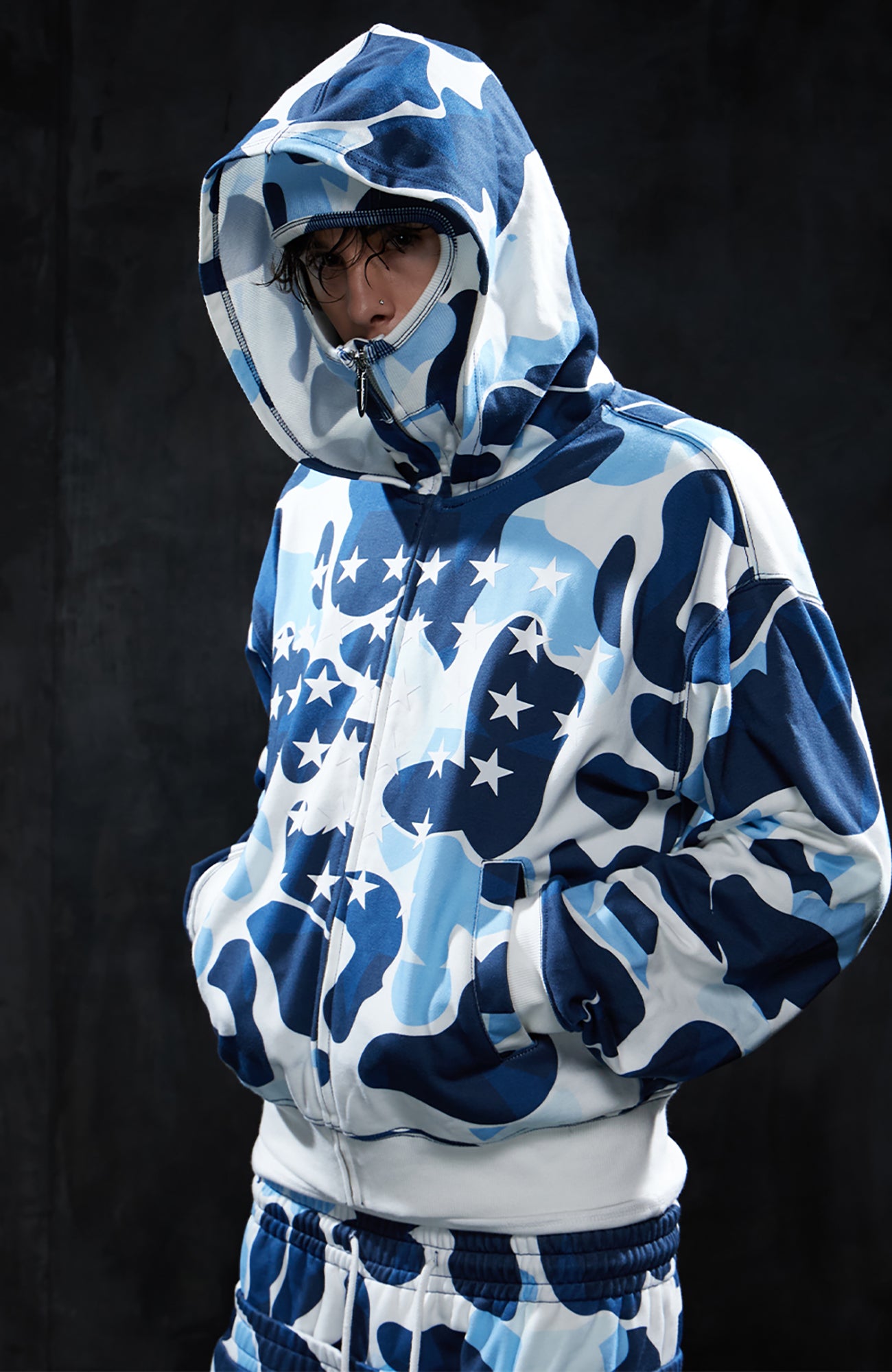 DND4DES Camo Star Full-Print Mask Hoodie