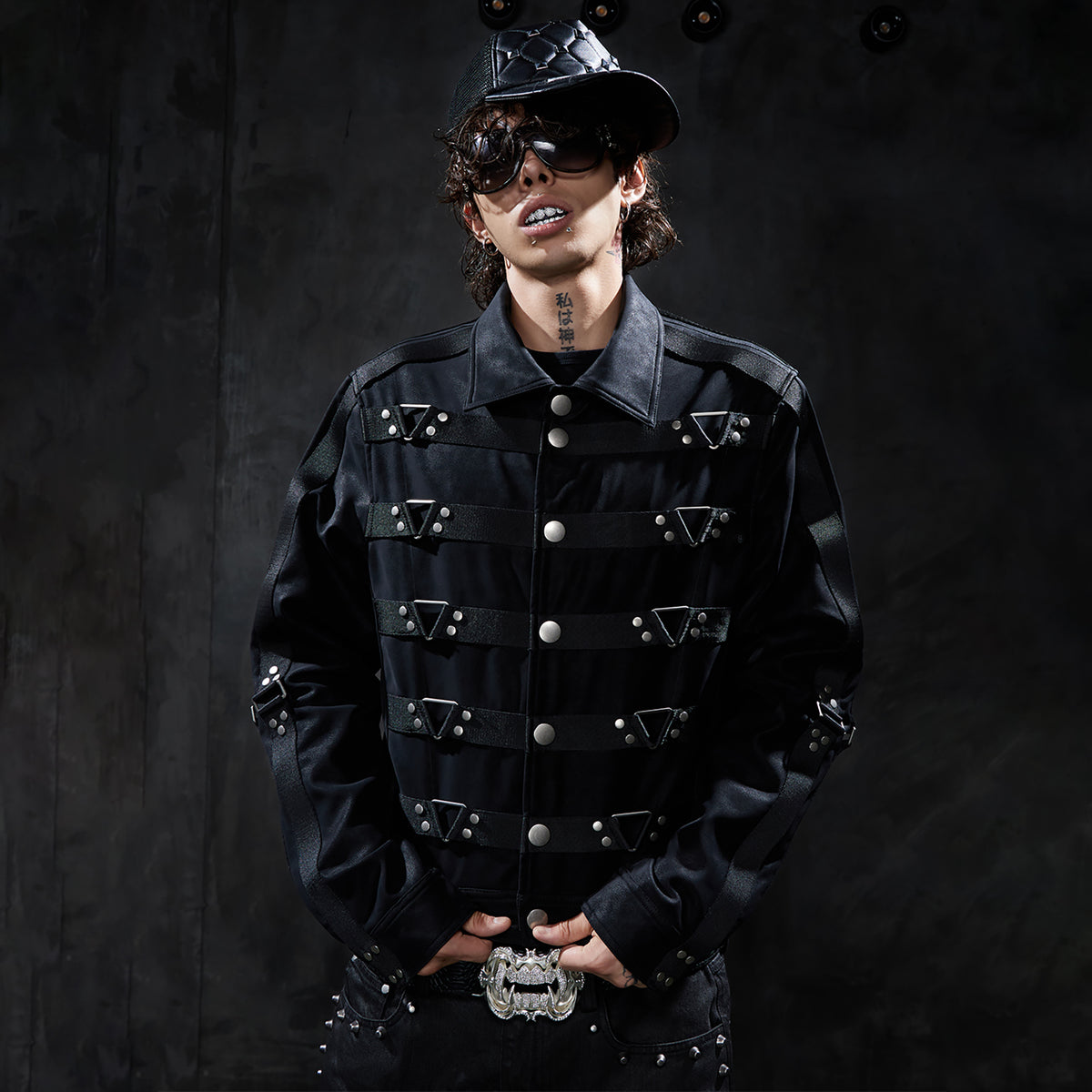 DND4DES Studded Lapel Suede Biker Jacket