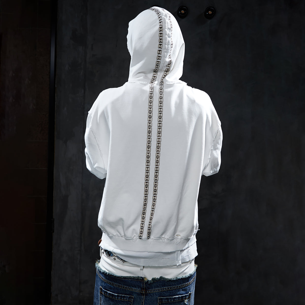 DND4DES Studded Graphic Zip-Up Hoodie