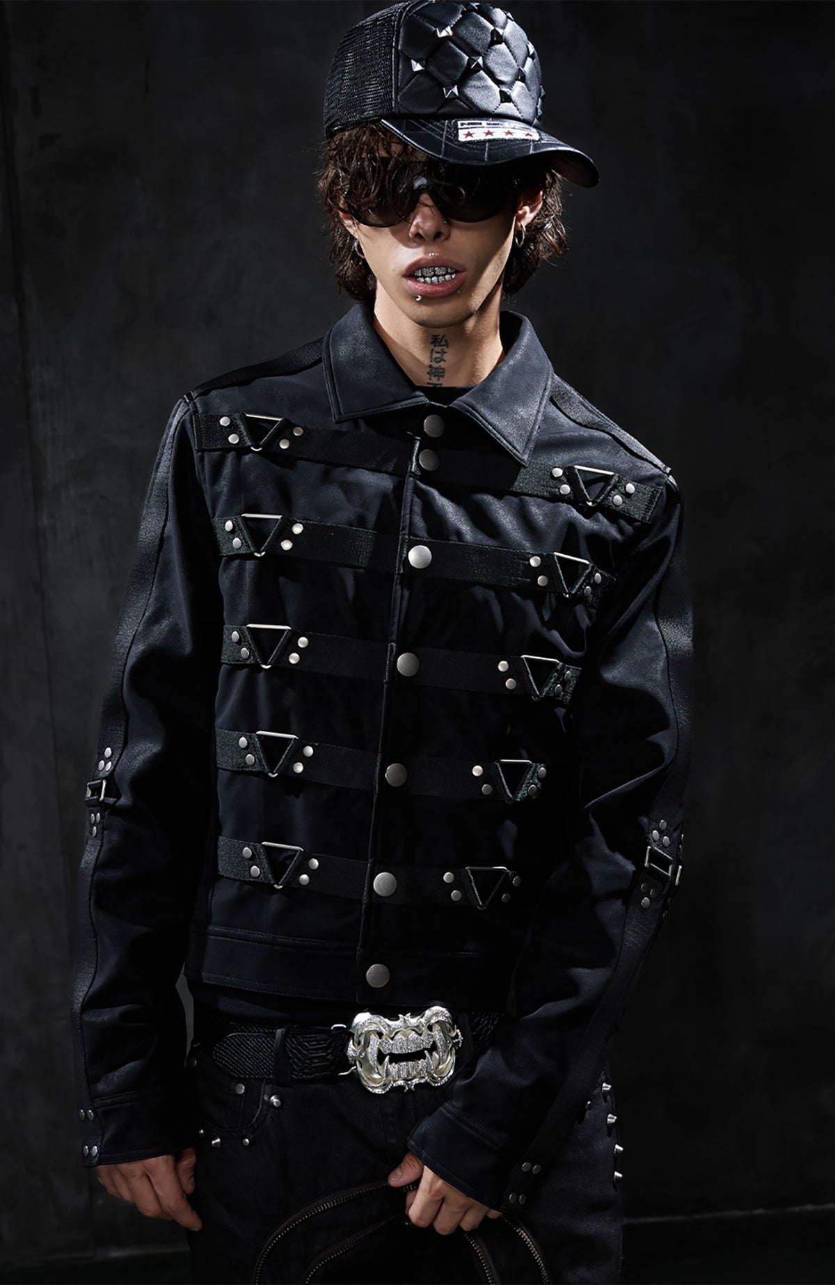 DND4DES Studded Lapel Suede Biker Jacket