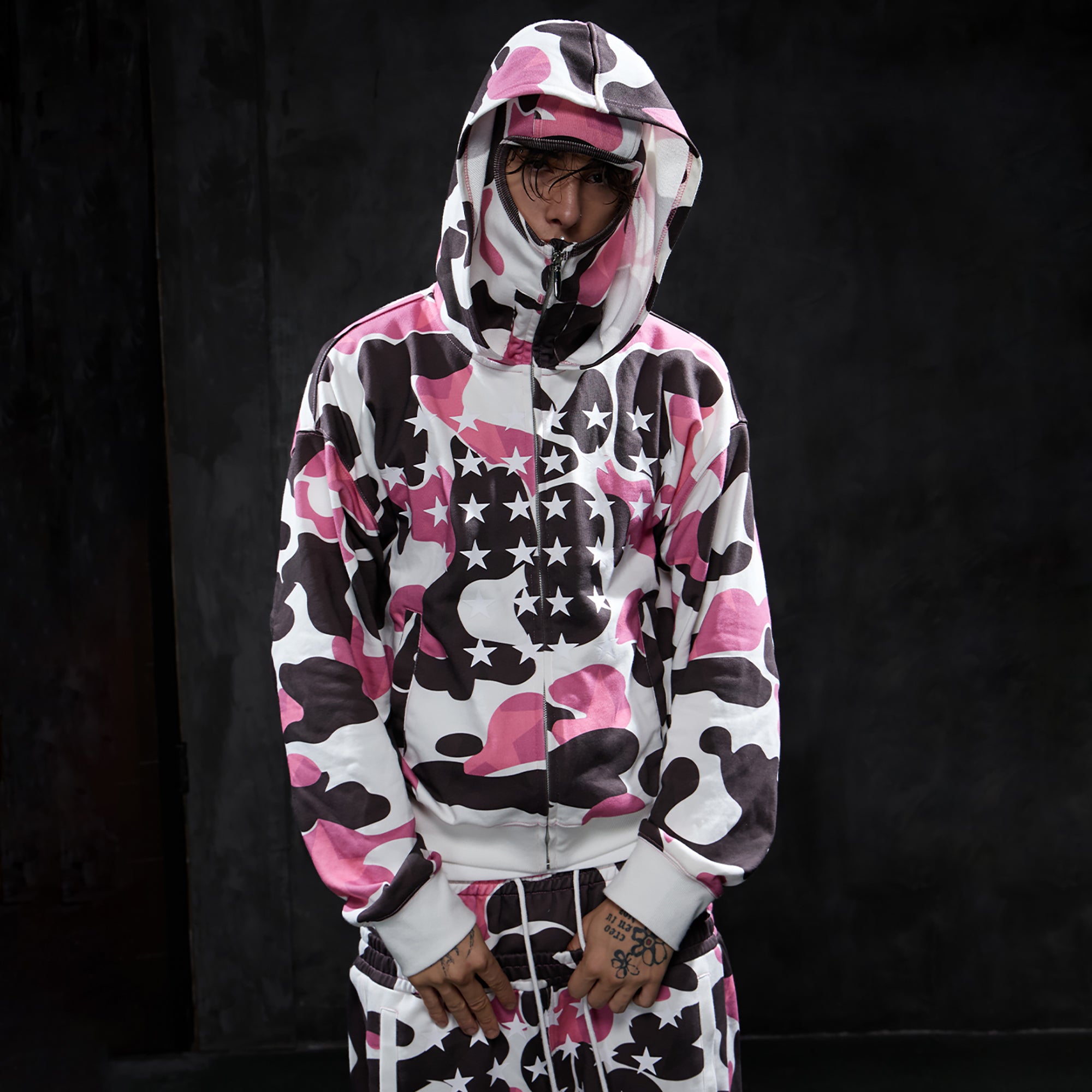DND4DES Camo Star Full-Print Mask Hoodie