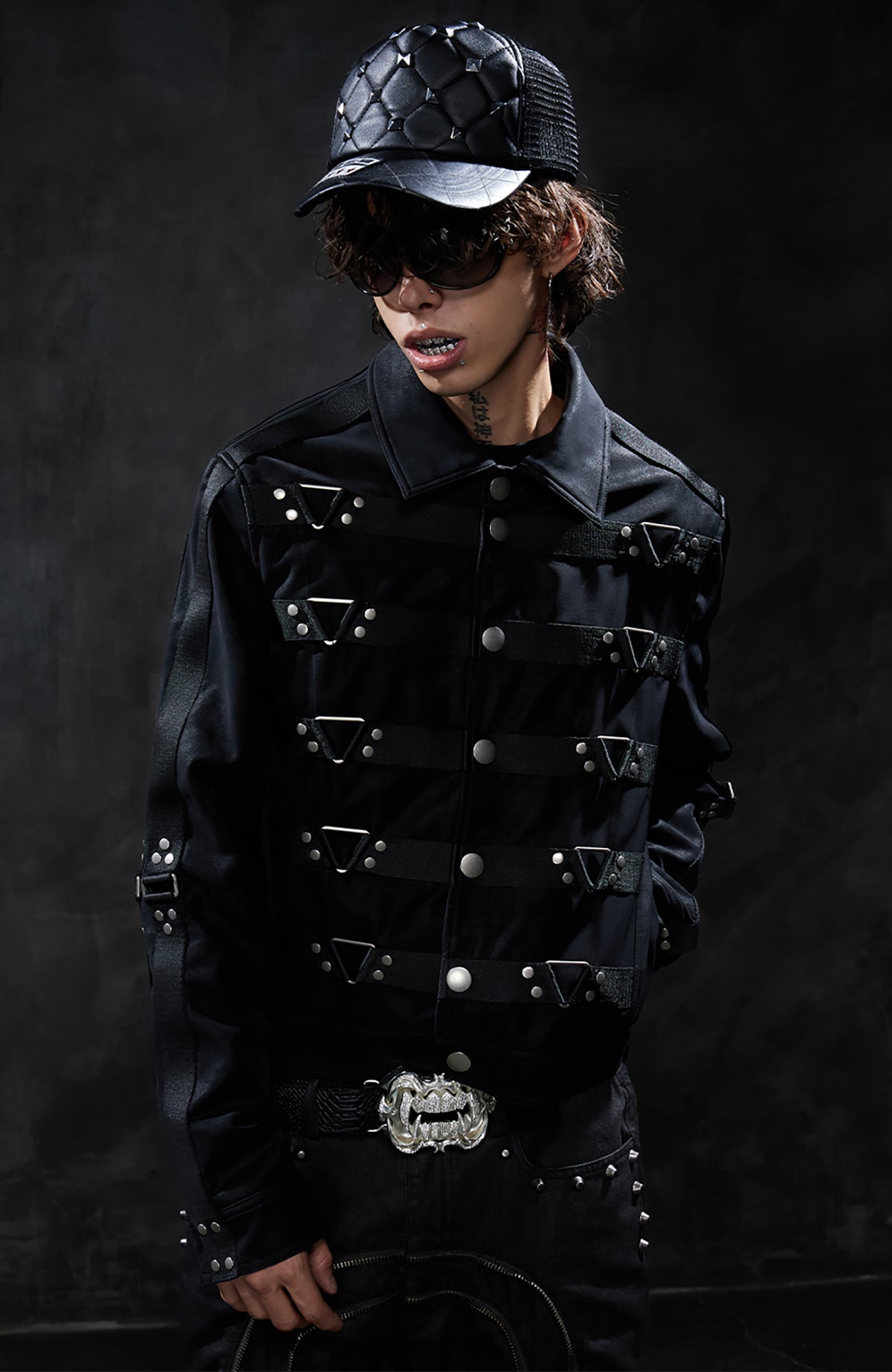 DND4DES Studded Lapel Suede Biker Jacket