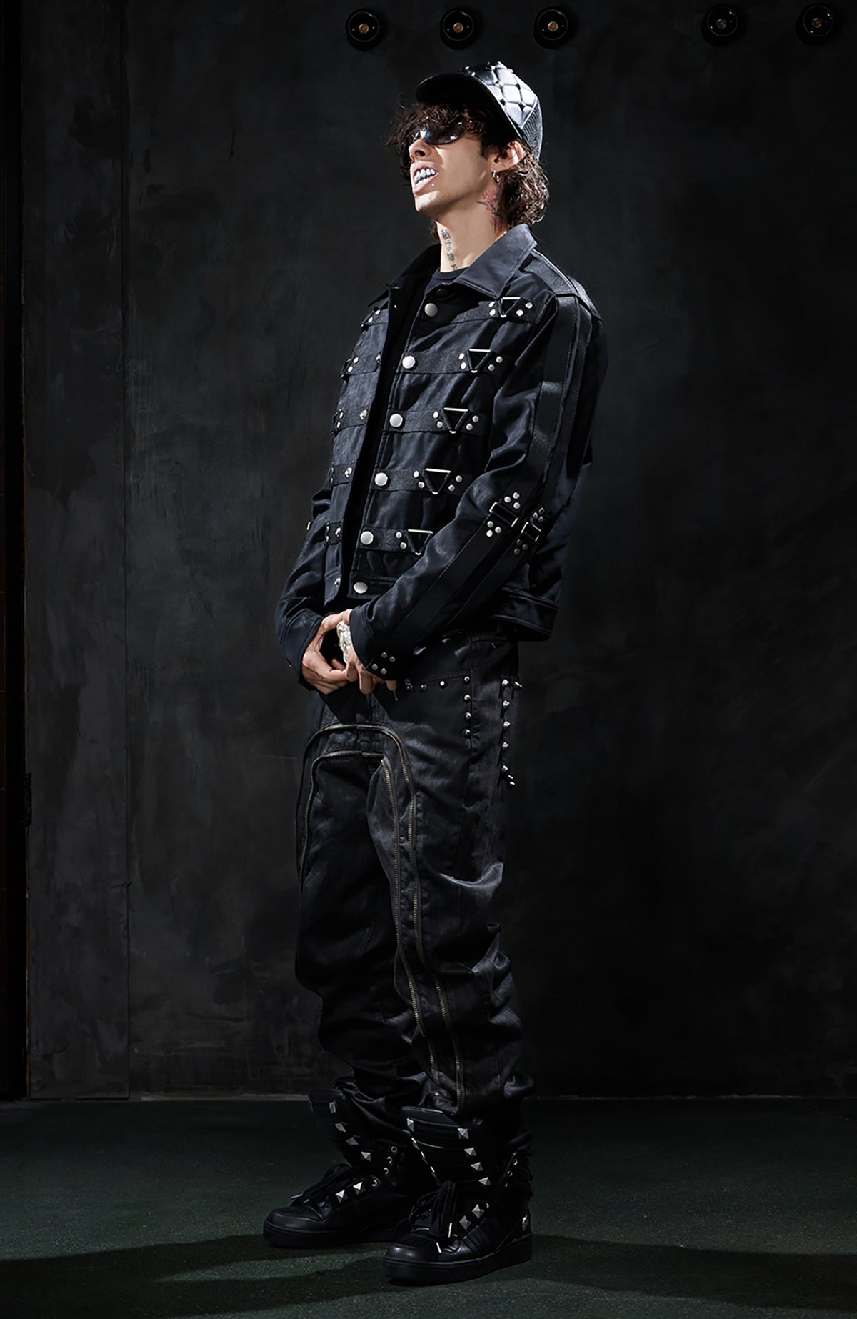 DND4DES Studded Lapel Suede Biker Jacket