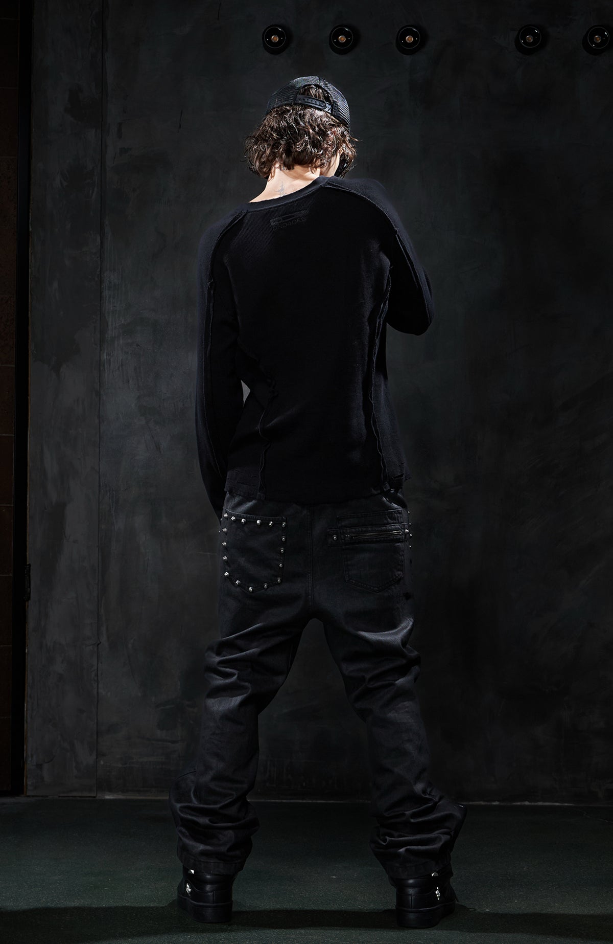DND4DES Retro Deconstructed Waffle-Knit Long-Sleeve Tee