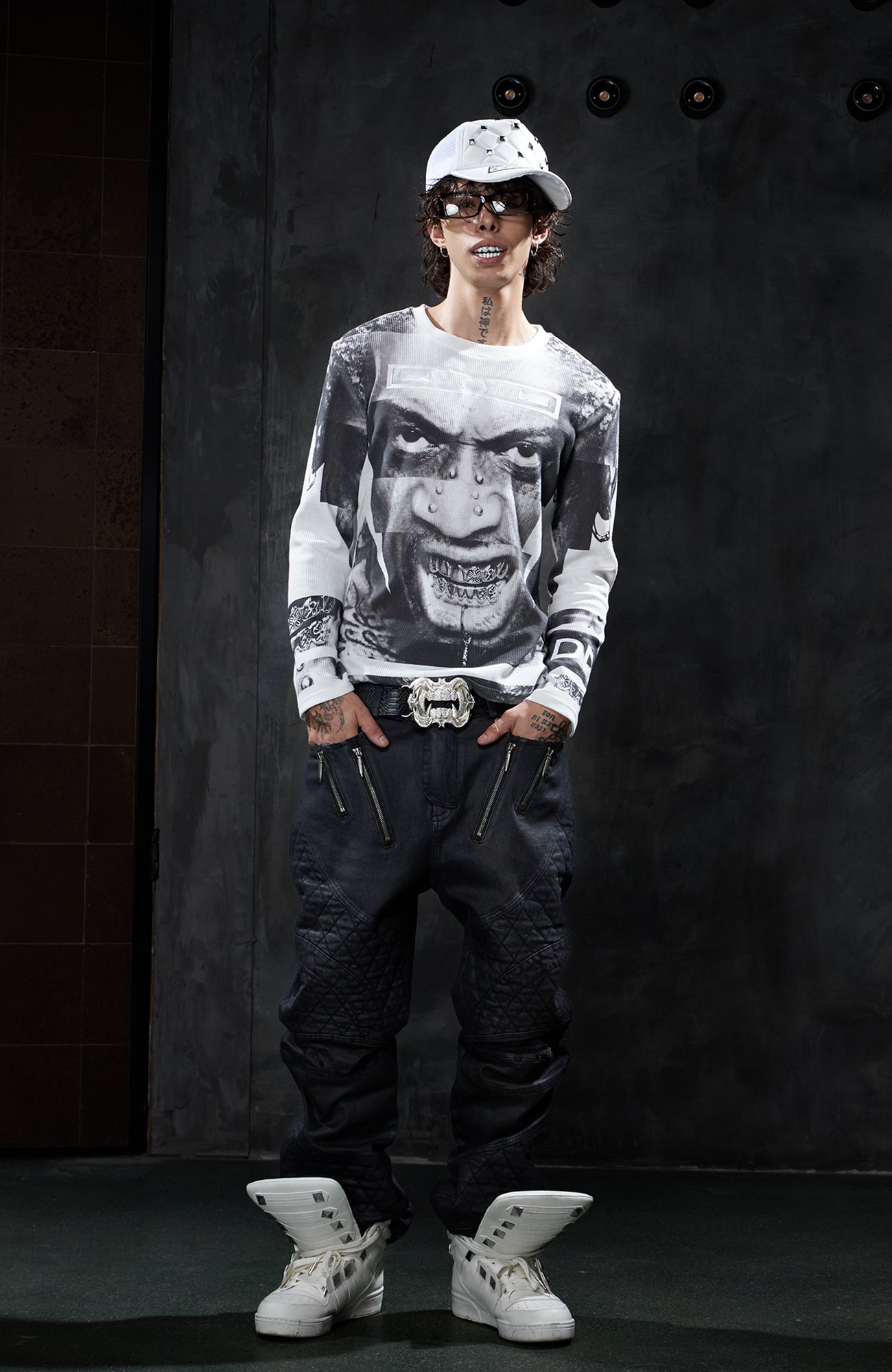 DND4DES Graphic Waffle-Knit Slim Long-Sleeve Tee