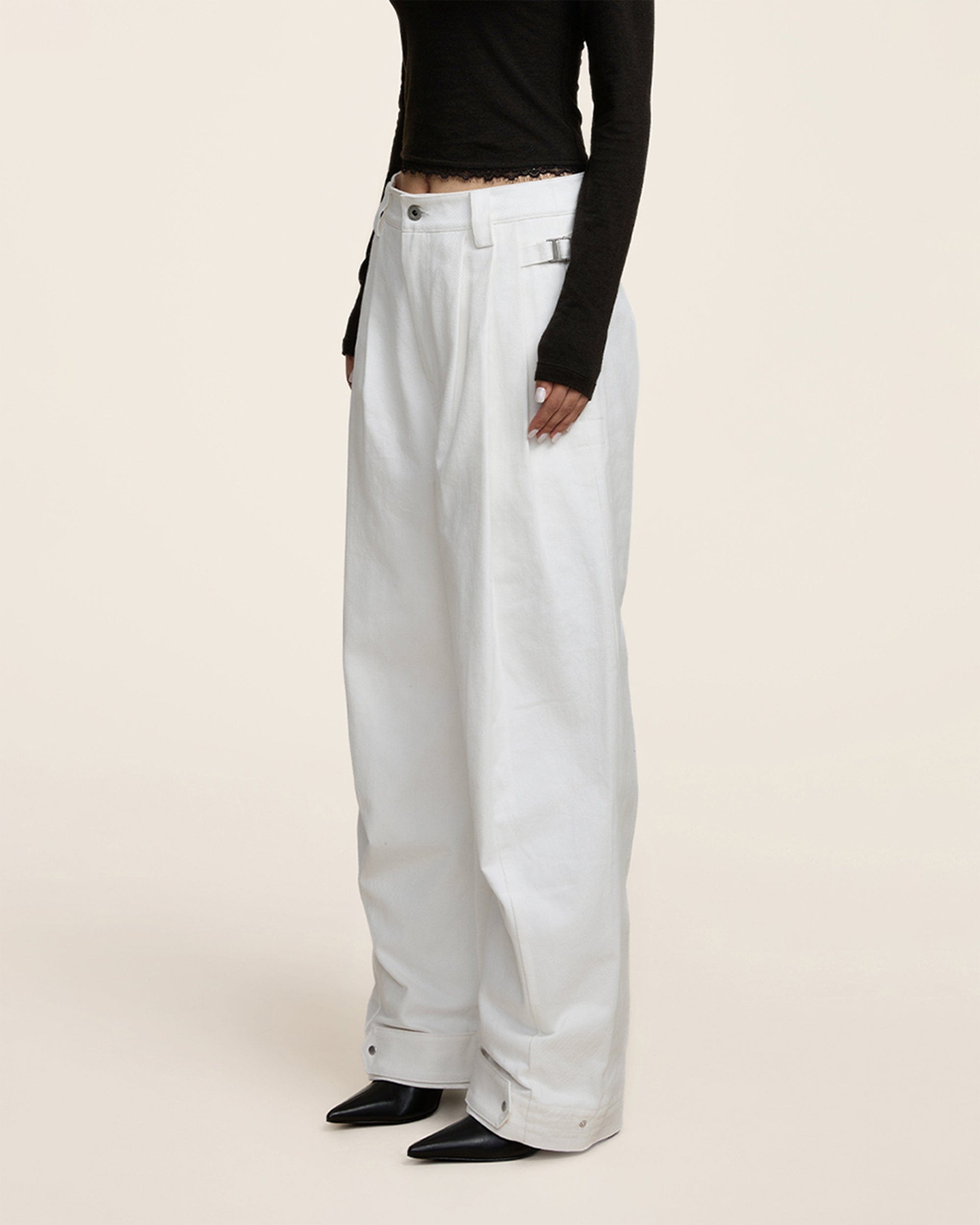 OPICLOTH Crinkled Wide-Leg Pants