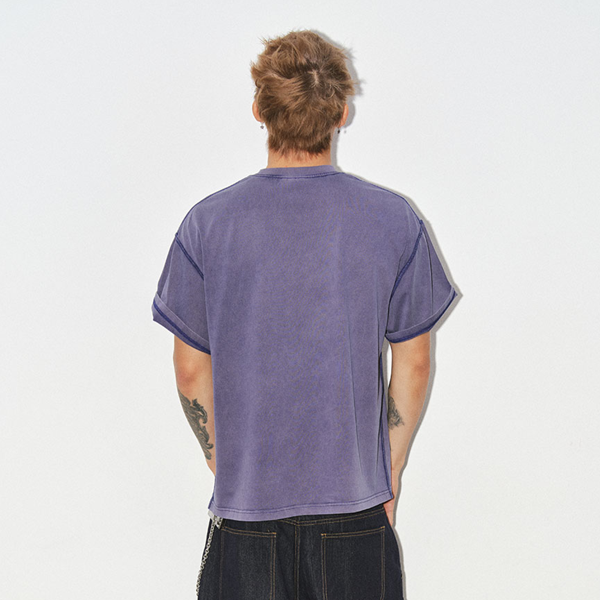 NOVACAM Washed Star Letter Graphic Oversized T-Shirt
