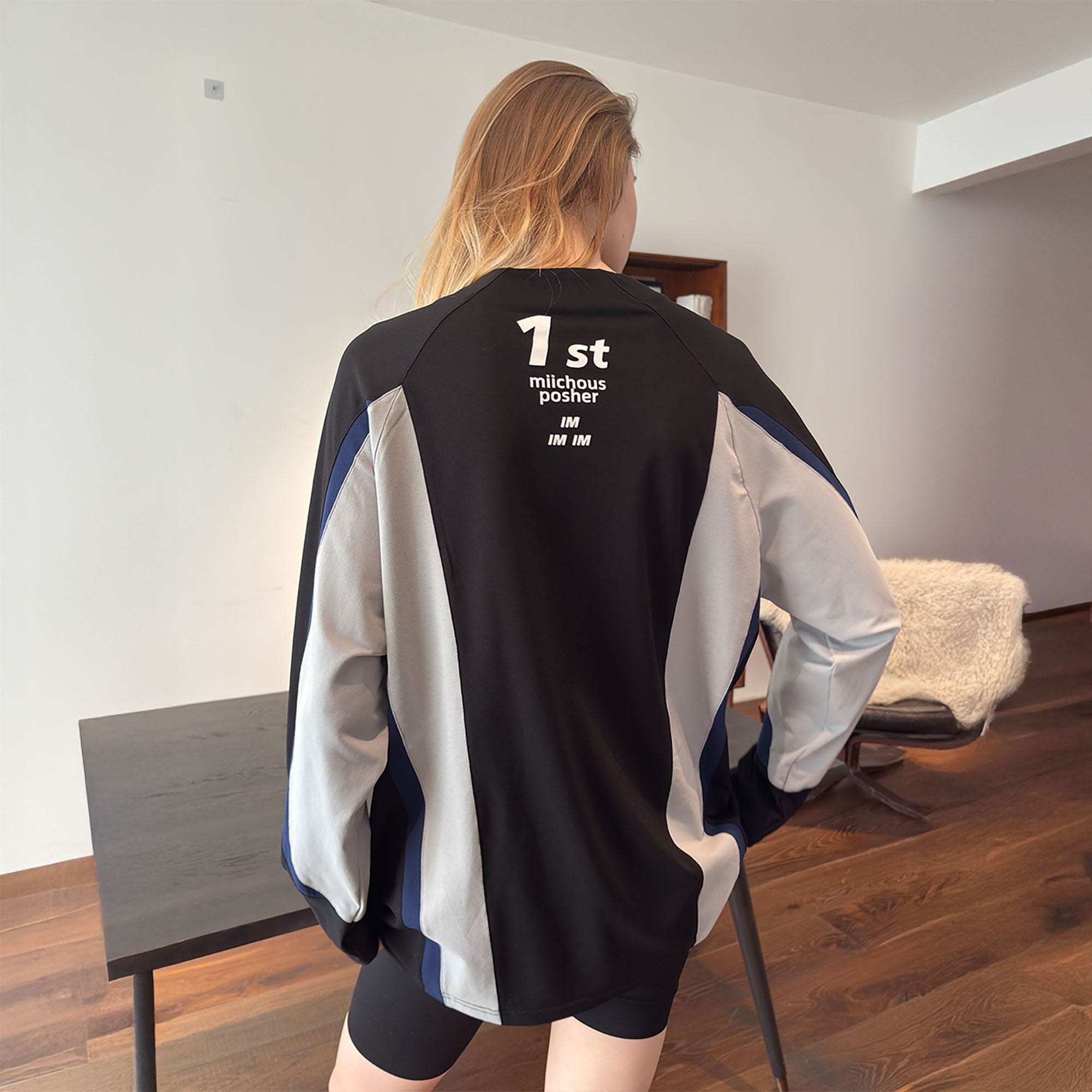 MIICHOUS Contrast Spliced Racing UV Protection Long-Sleeve Tee