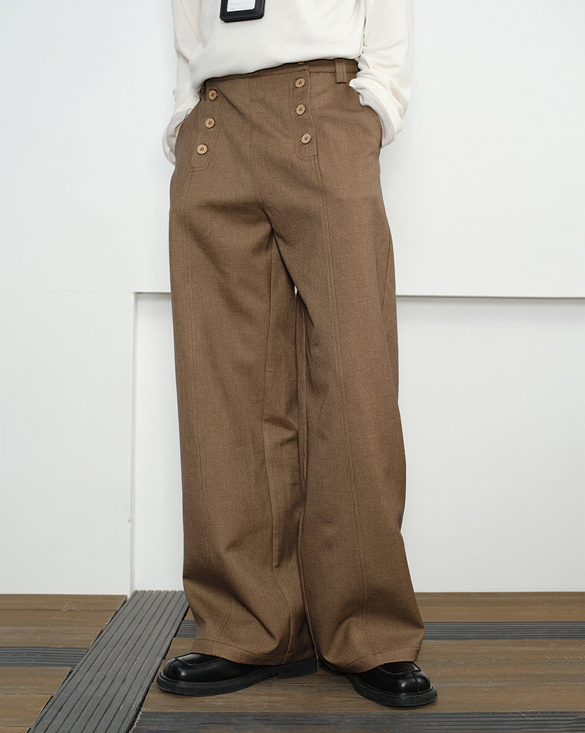 KREATE Double-Breasted Wide-Leg Trousers