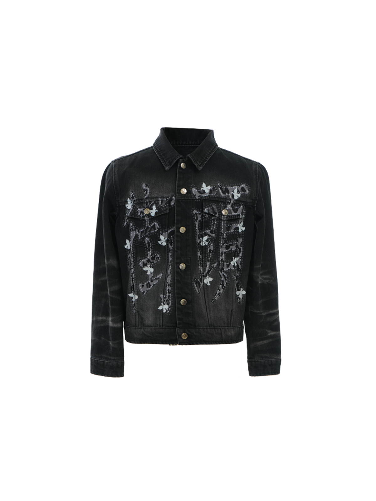 VINKID Leopard Print Slim Lapel Denim Jacket, premium urban and streetwear designers apparel on PROJECTISR.com, VINKID