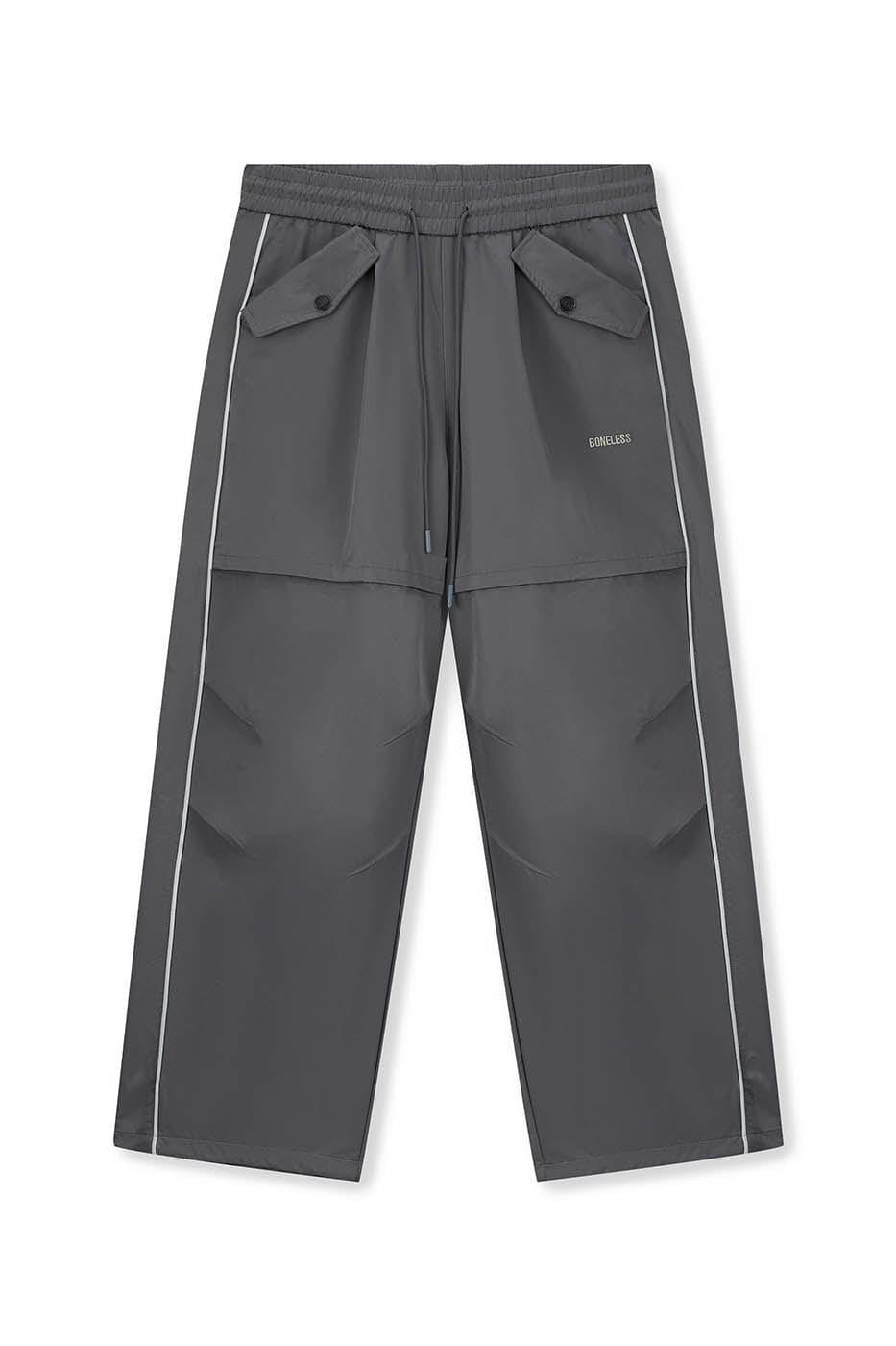 BONELESS Paneled Crinkled Parachute Pants Cho, premium urban and streetwear designers apparel on PROJECTISR.com, BONELESS