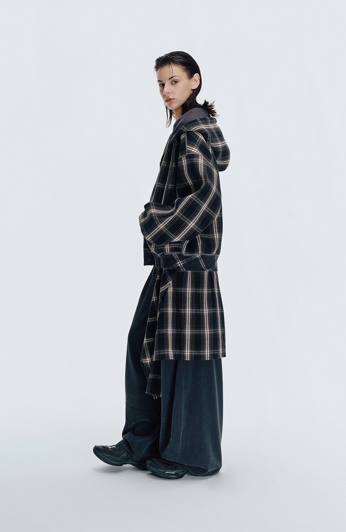 HAHAHA STUDIOS Plaid Reversible Hooded Jacket