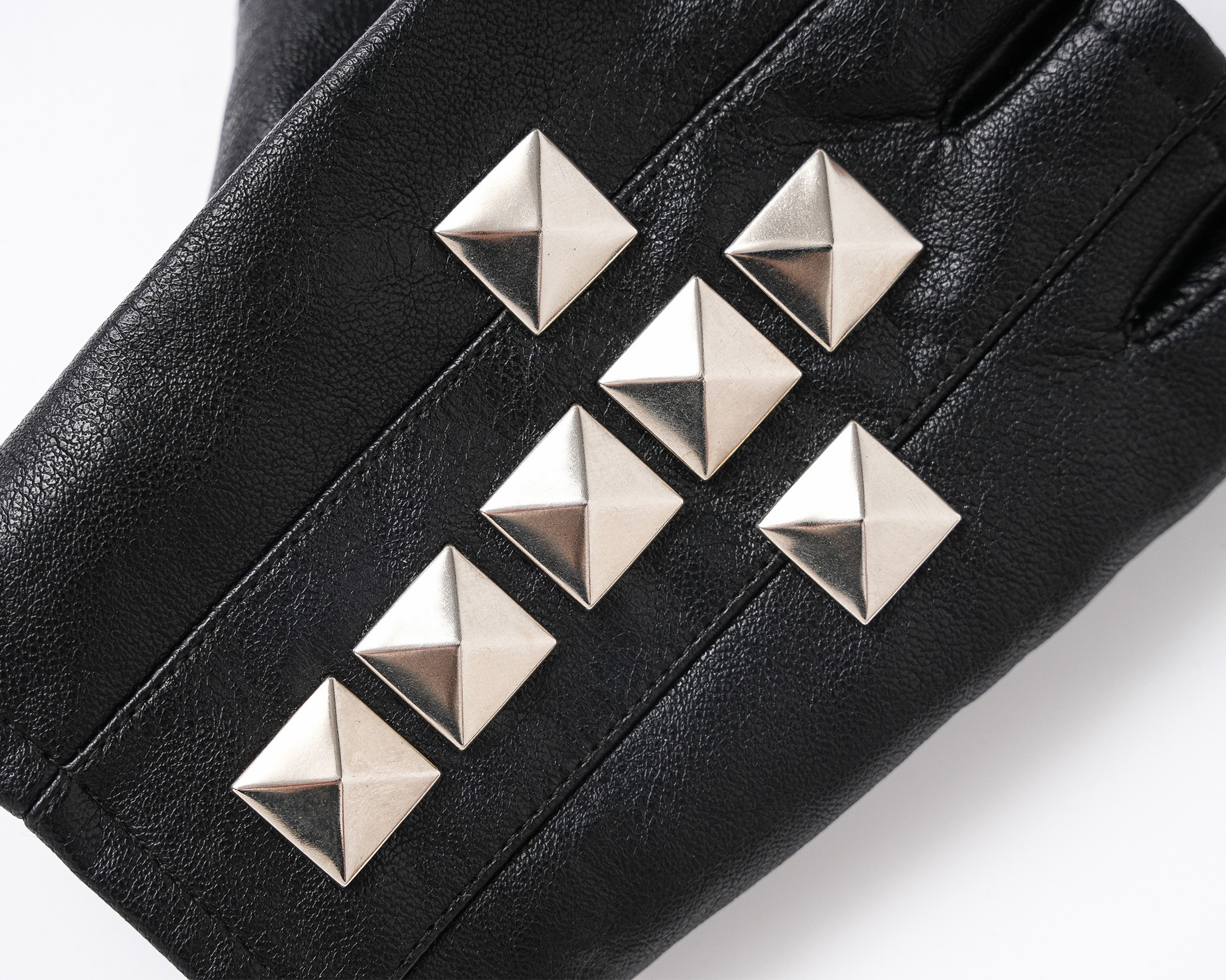REBEL WAVE Cross Studded Fingerless Leather Gloves