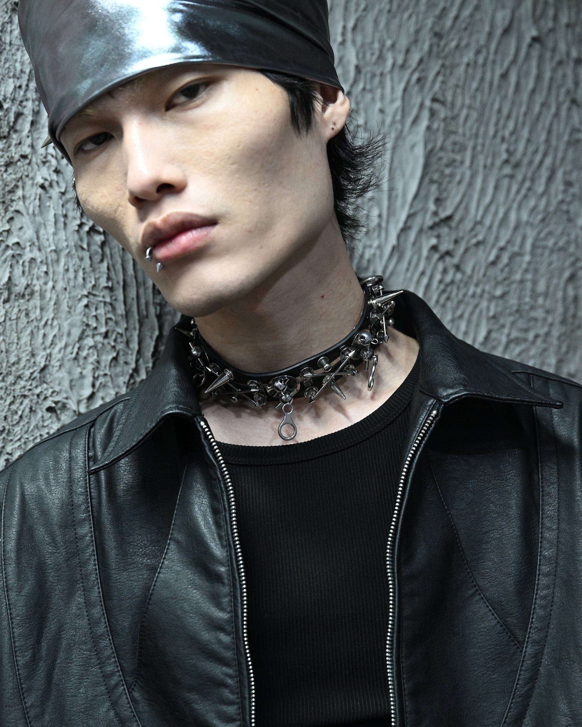 ILLUSORY Modern Hunter Rivet PU Choker, premium urban and streetwear designers apparel on PROJECTISR.com, ILLUSORY