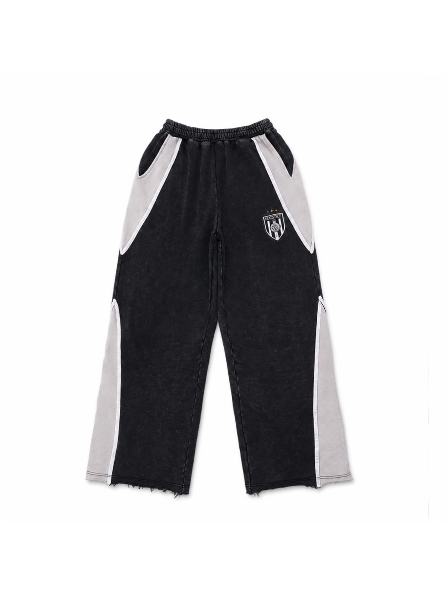 IN EXISTENCE Retro Contrast Embroidered Distressed Sweatpants