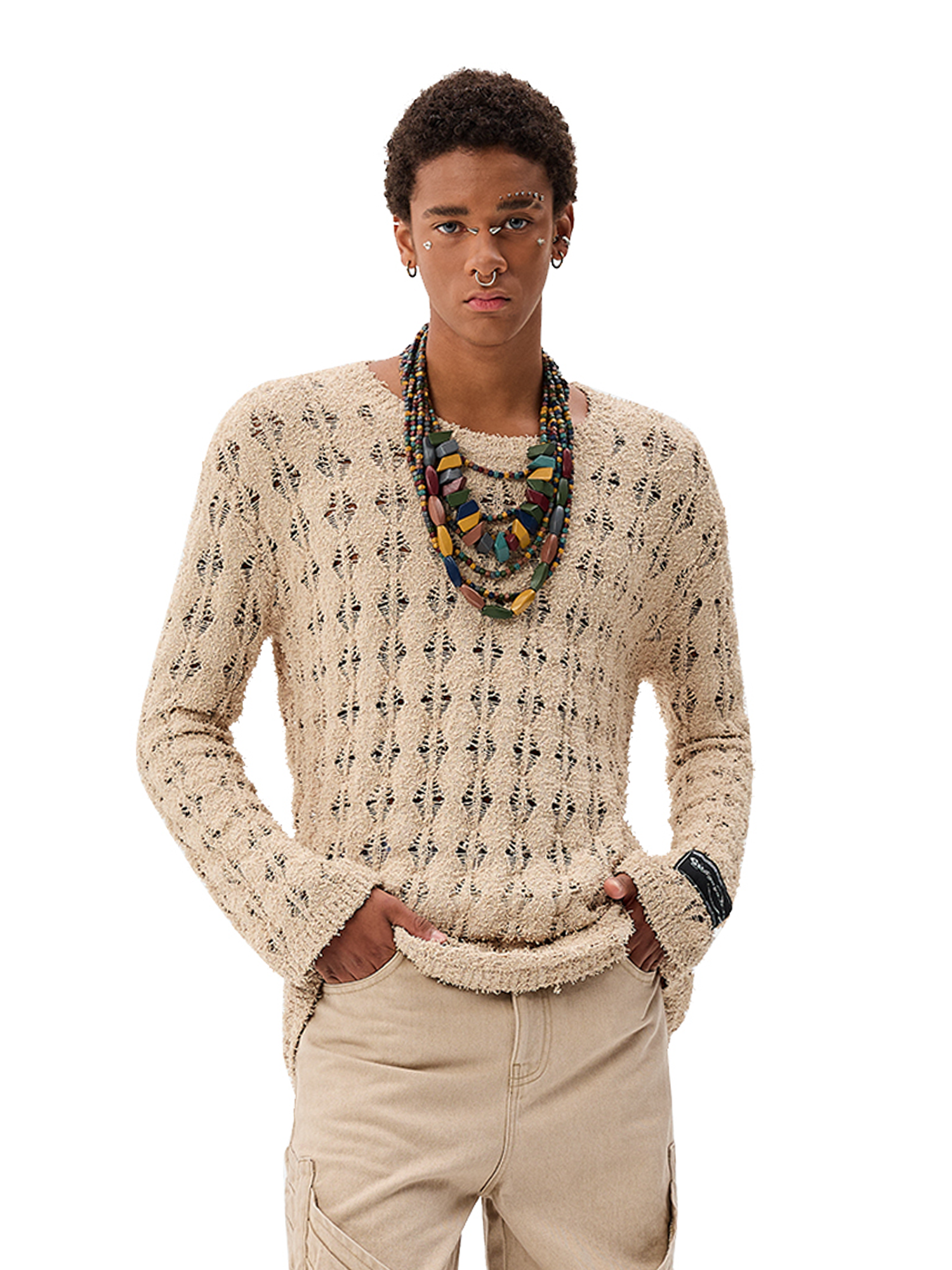 CYCYCY Punk Open-Knit Distressed Sweater
