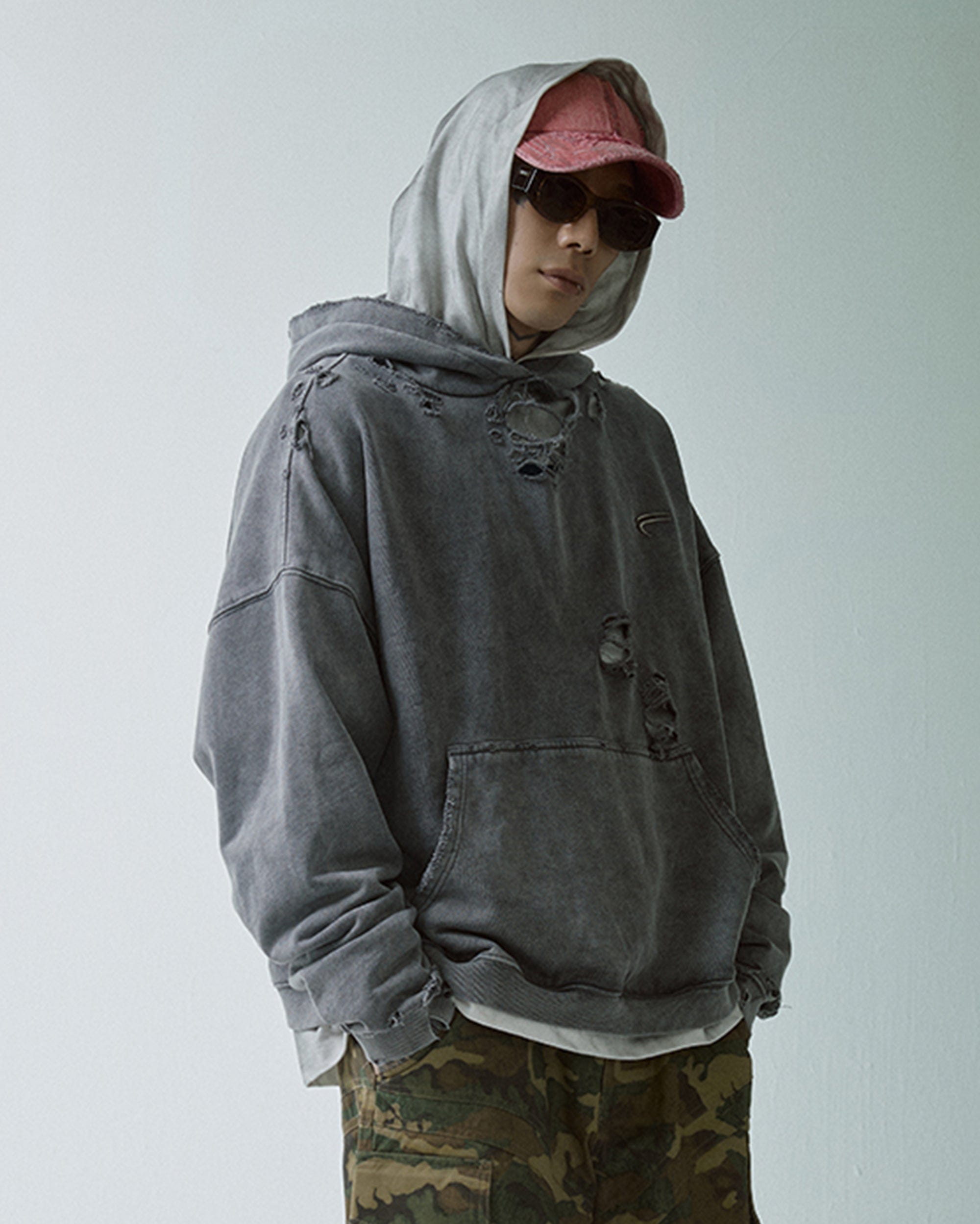 F2CE Essential Oversized Distressed Hoodie