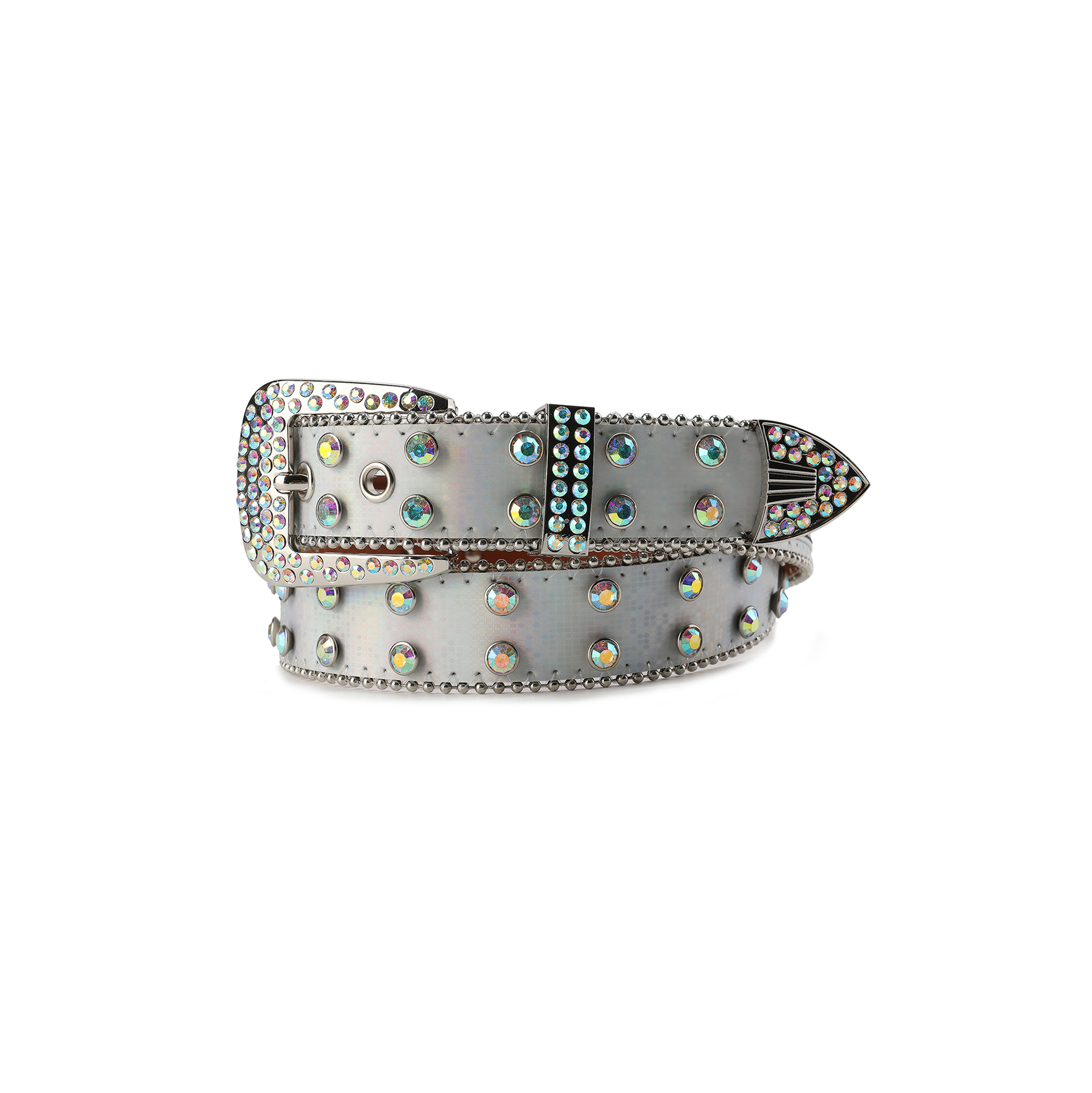 CYCYCY Iridescent Diamond Studded Buckle Belt