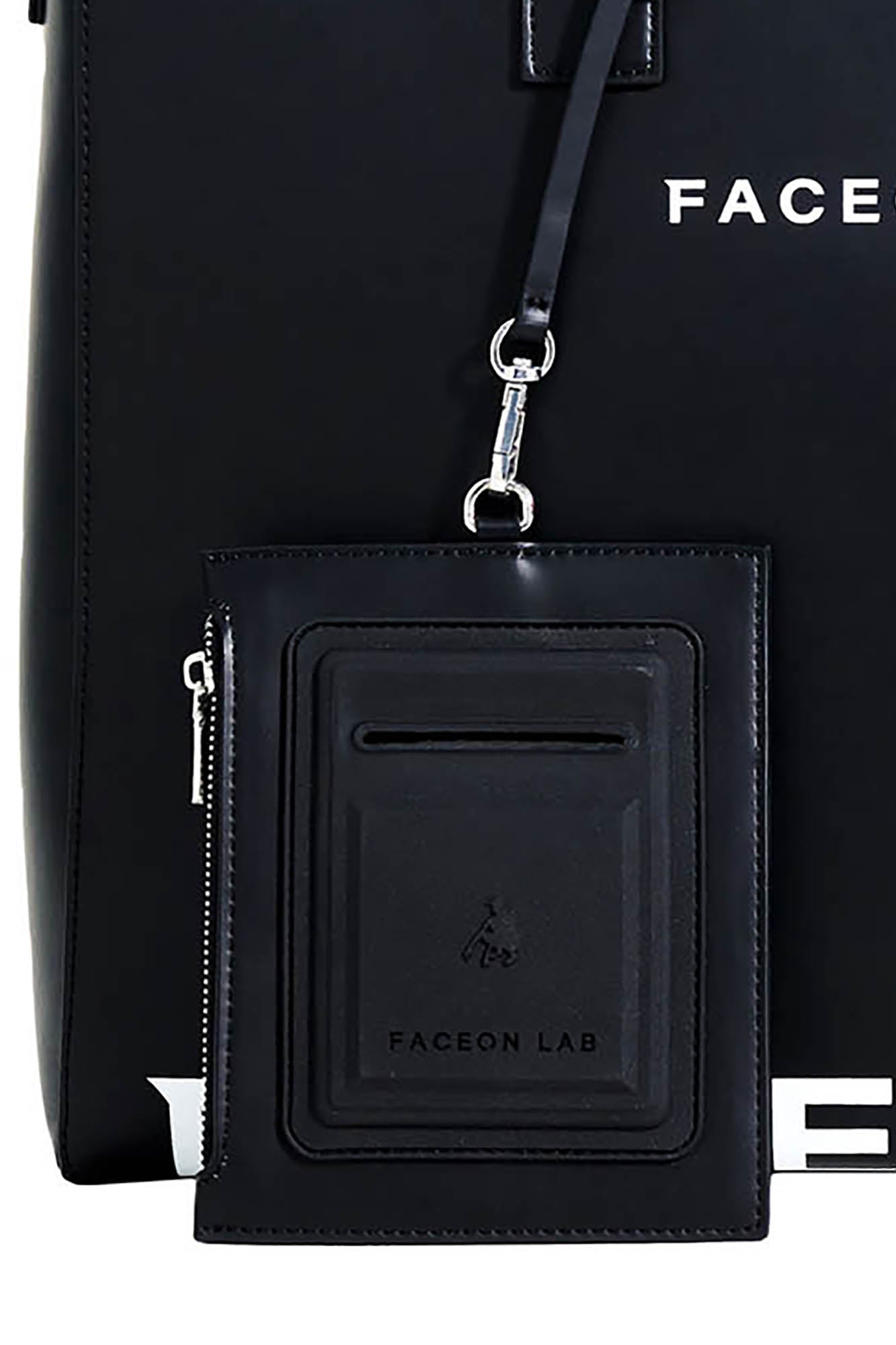 FACEONLAB Logo Faux Leather Tote Bag