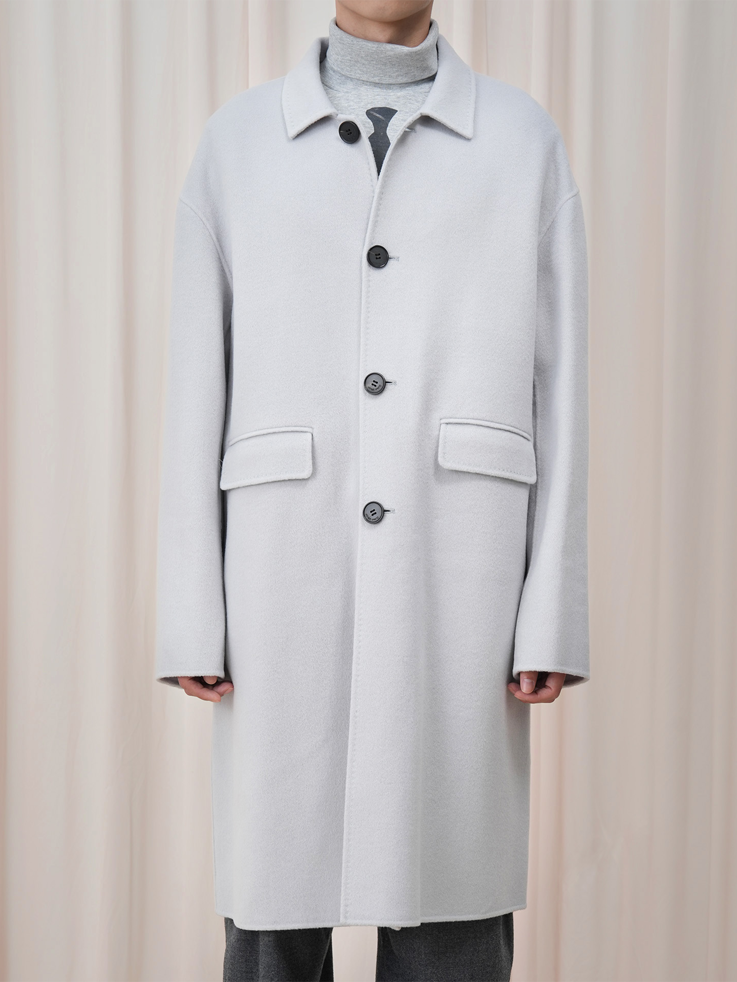 OUYANG WENJUN Minimal Wool Oversized Coat Light Gray