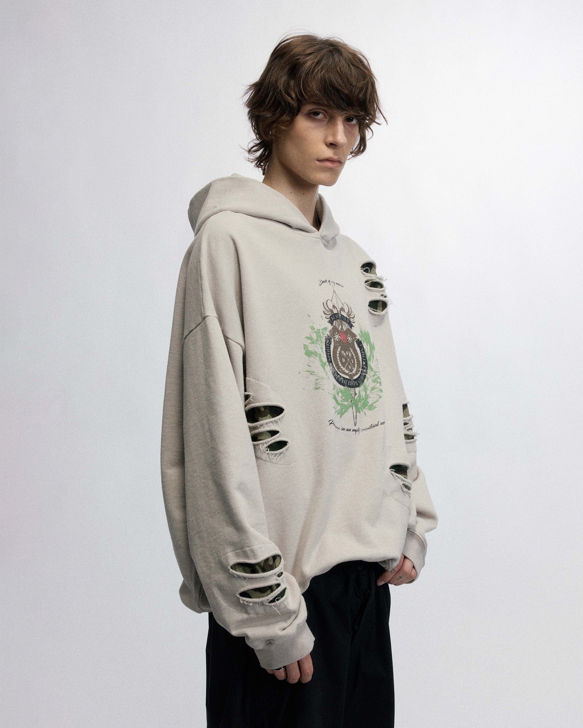 OVDY Badge Ripped Hoodie