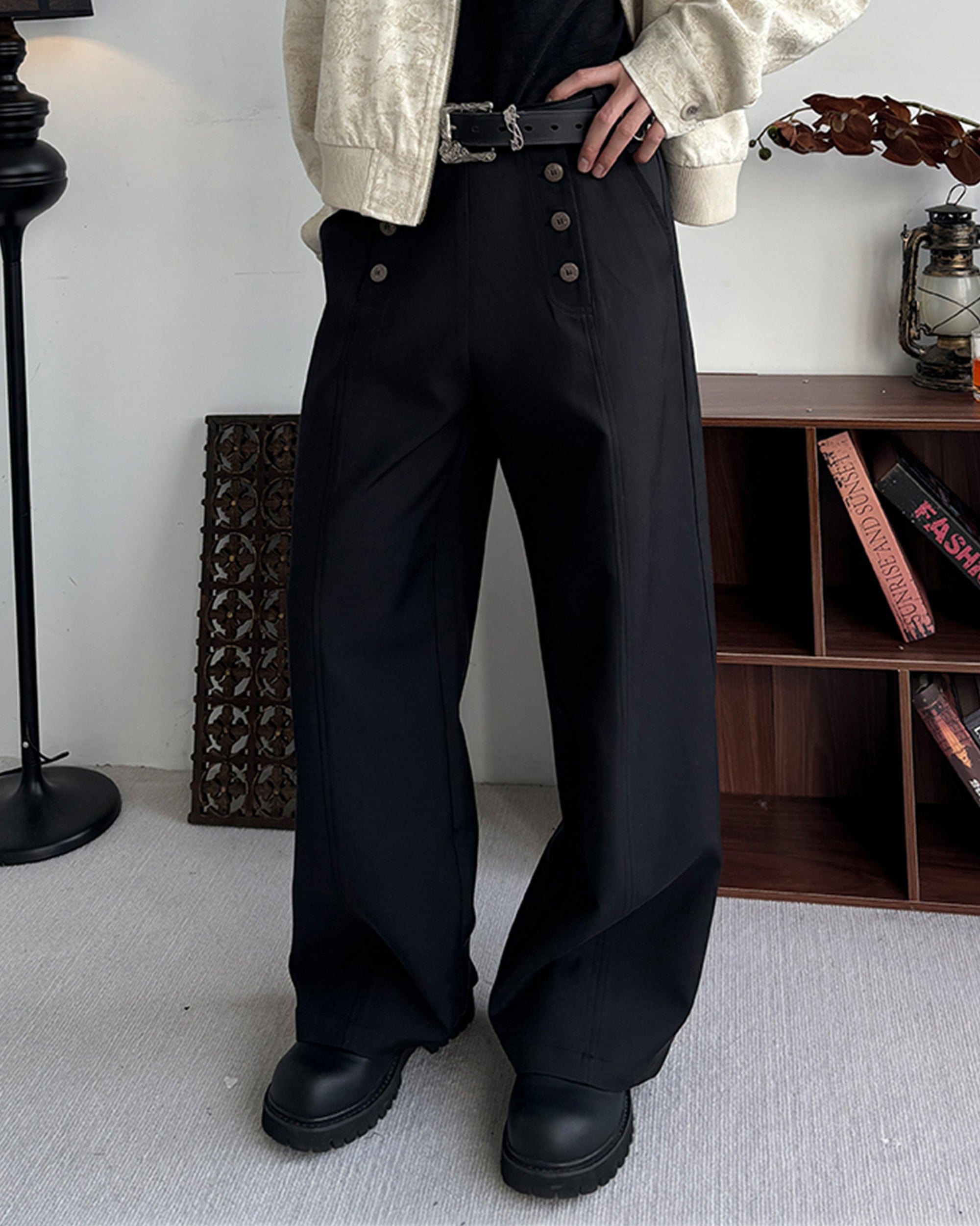 KREATE Double-Breasted Wide-Leg Trousers