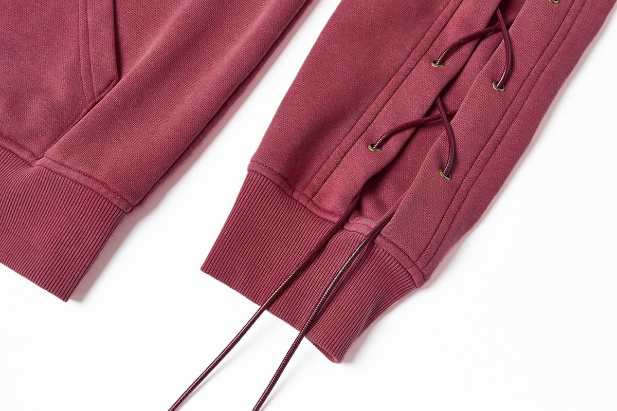 SAXGENWON Deconstructed Washed Tie-Detail Hoodie & Pants Set