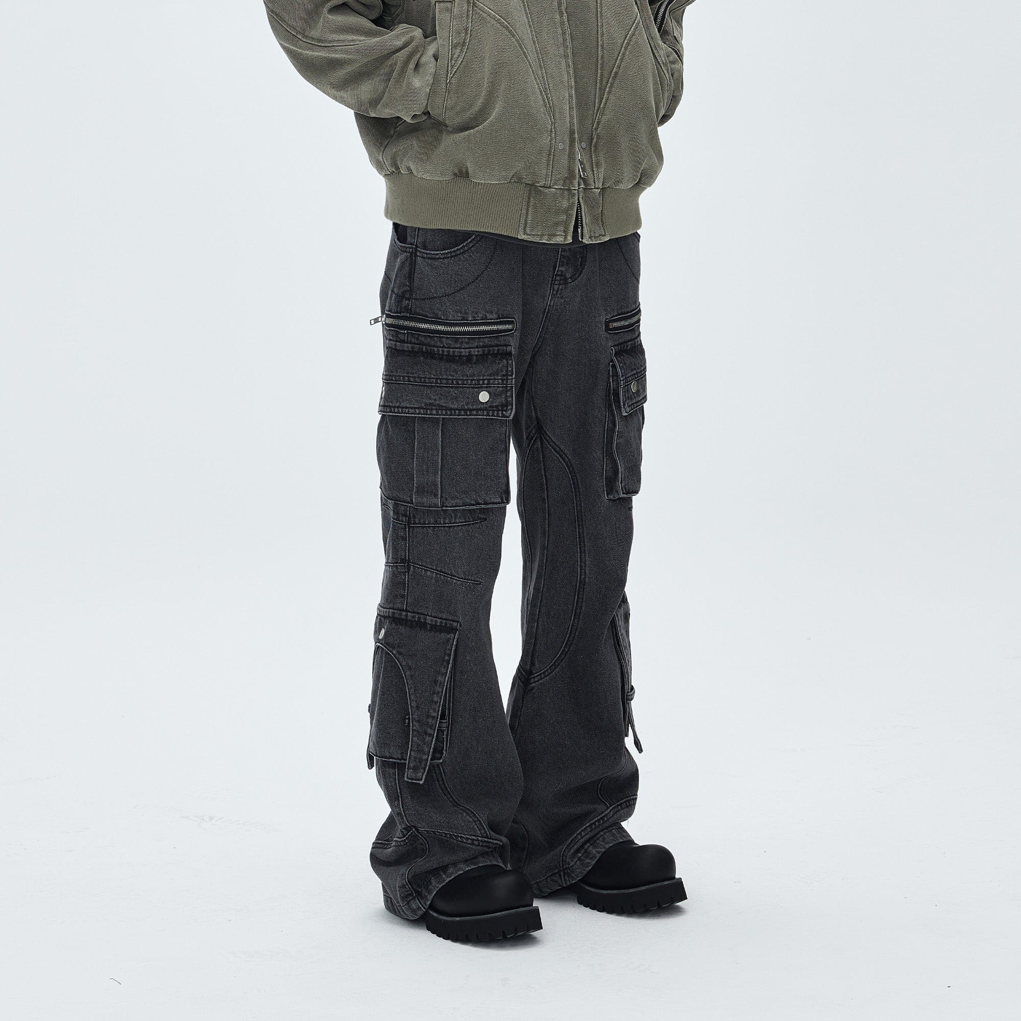 CATSSTAC Washed Multi-Pocket Utility Straight-Leg Jeans, premium urban and streetwear designers apparel on PROJECTISR.com, CATSSTAC