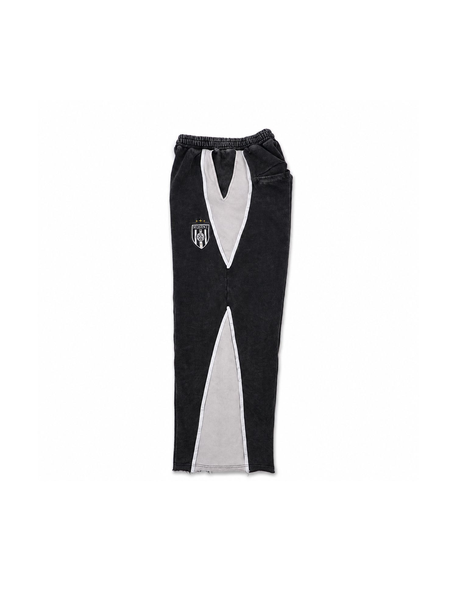IN EXISTENCE Retro Contrast Embroidered Distressed Sweatpants