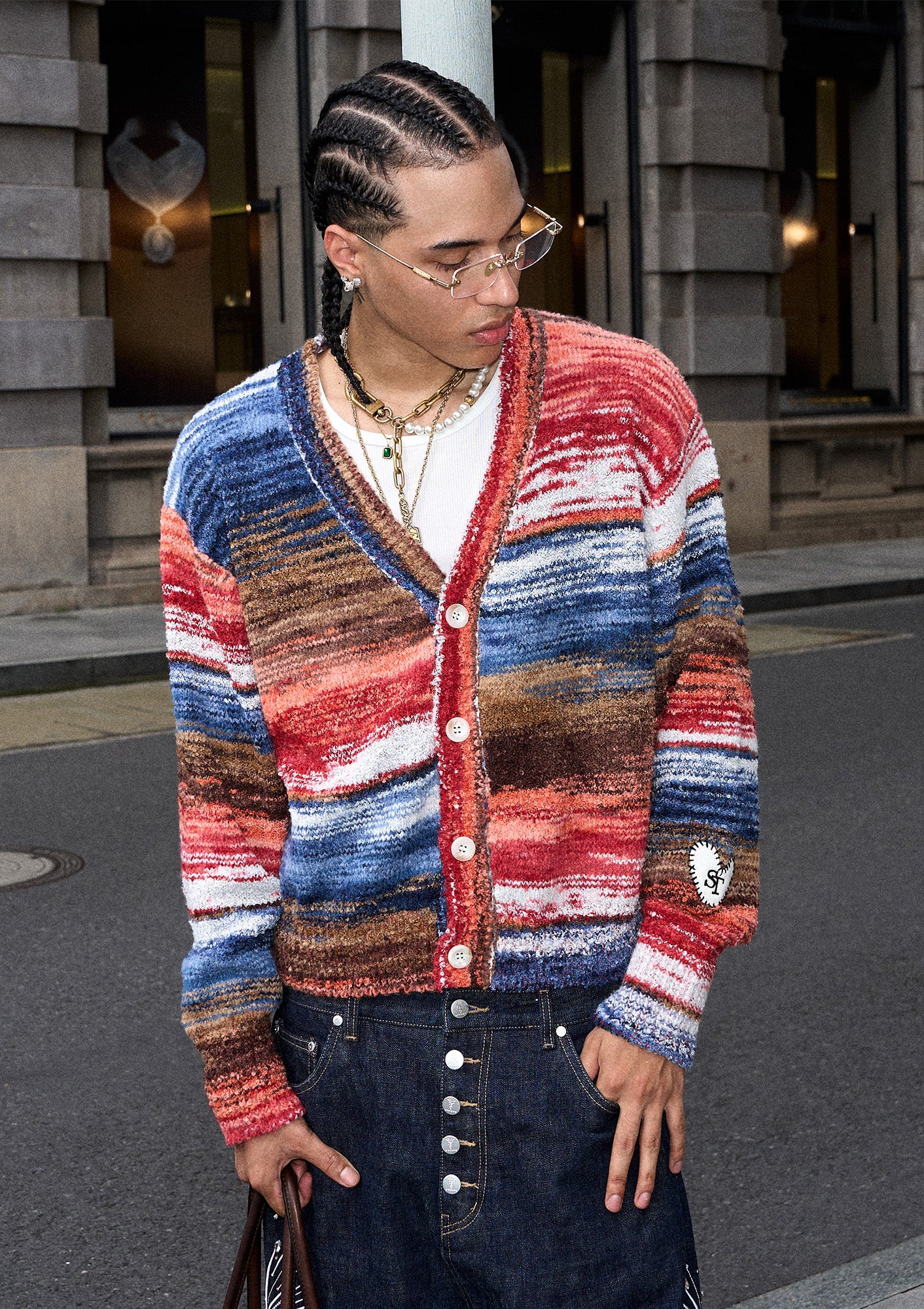 STEEPC Gradient Heartpatch Boxy Cardigan, premium urban and streetwear designers apparel on PROJECTISR.com, STEEPC