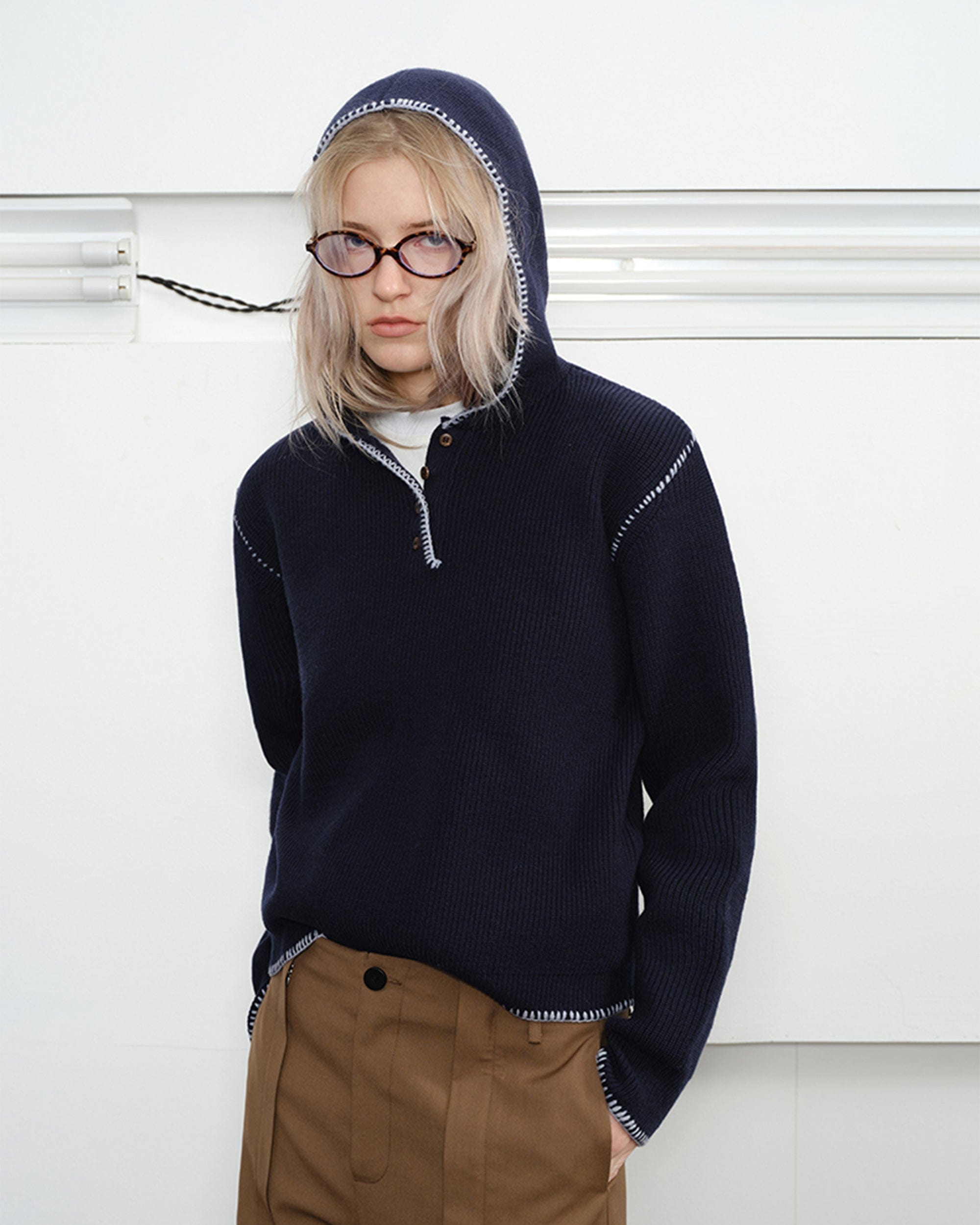 KREATE Stitched-Edges Hooded Sweater