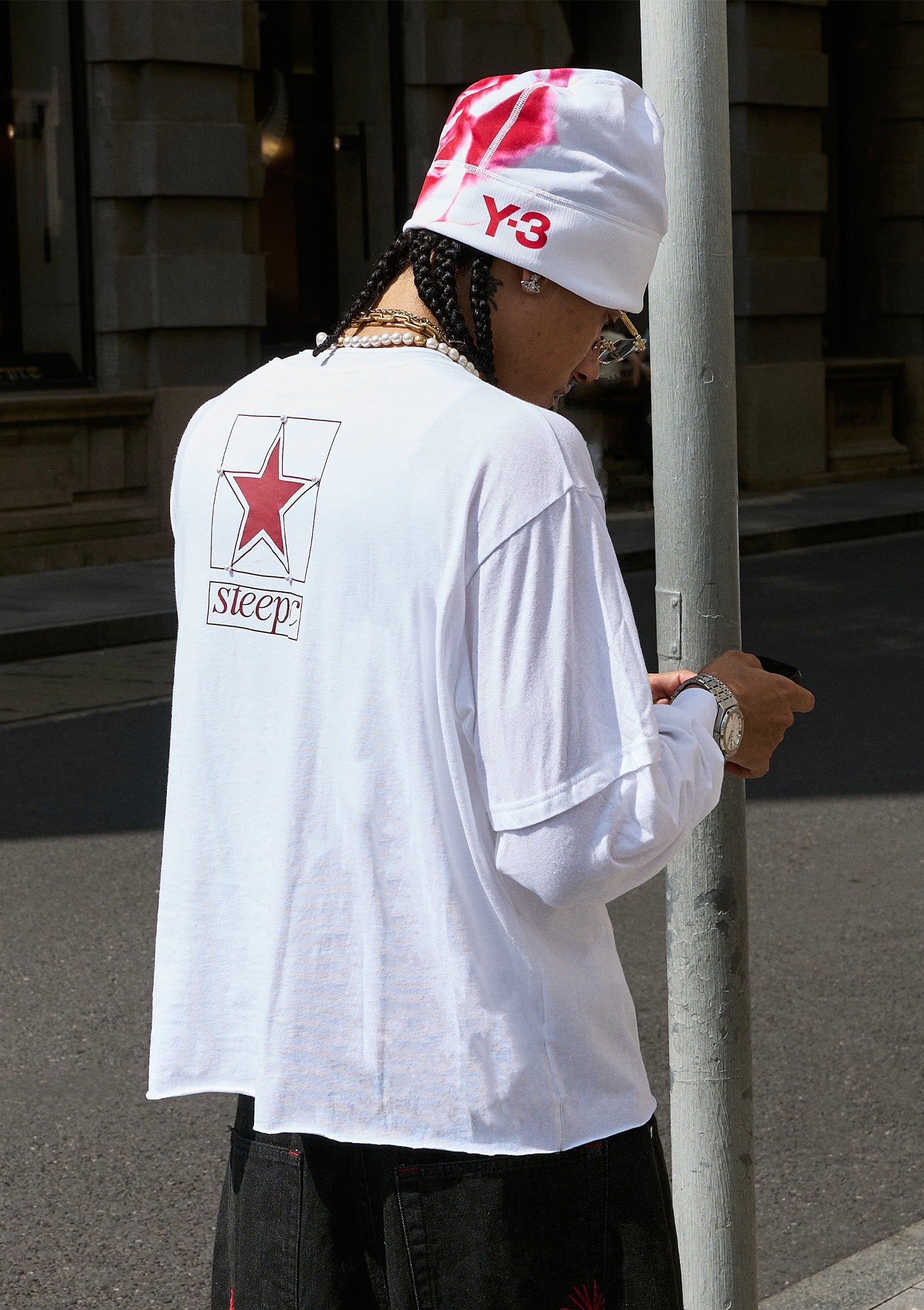 STEEPC Layered Henley Pearl-Star Long-Sleeve Tee, premium urban and streetwear designers apparel on PROJECTISR.com, STEEPC