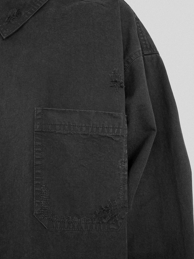 UNDERWATER Ripped Overshirt Black, premium urban and streetwear designers apparel on PROJECTISR.com, UNDERWATER