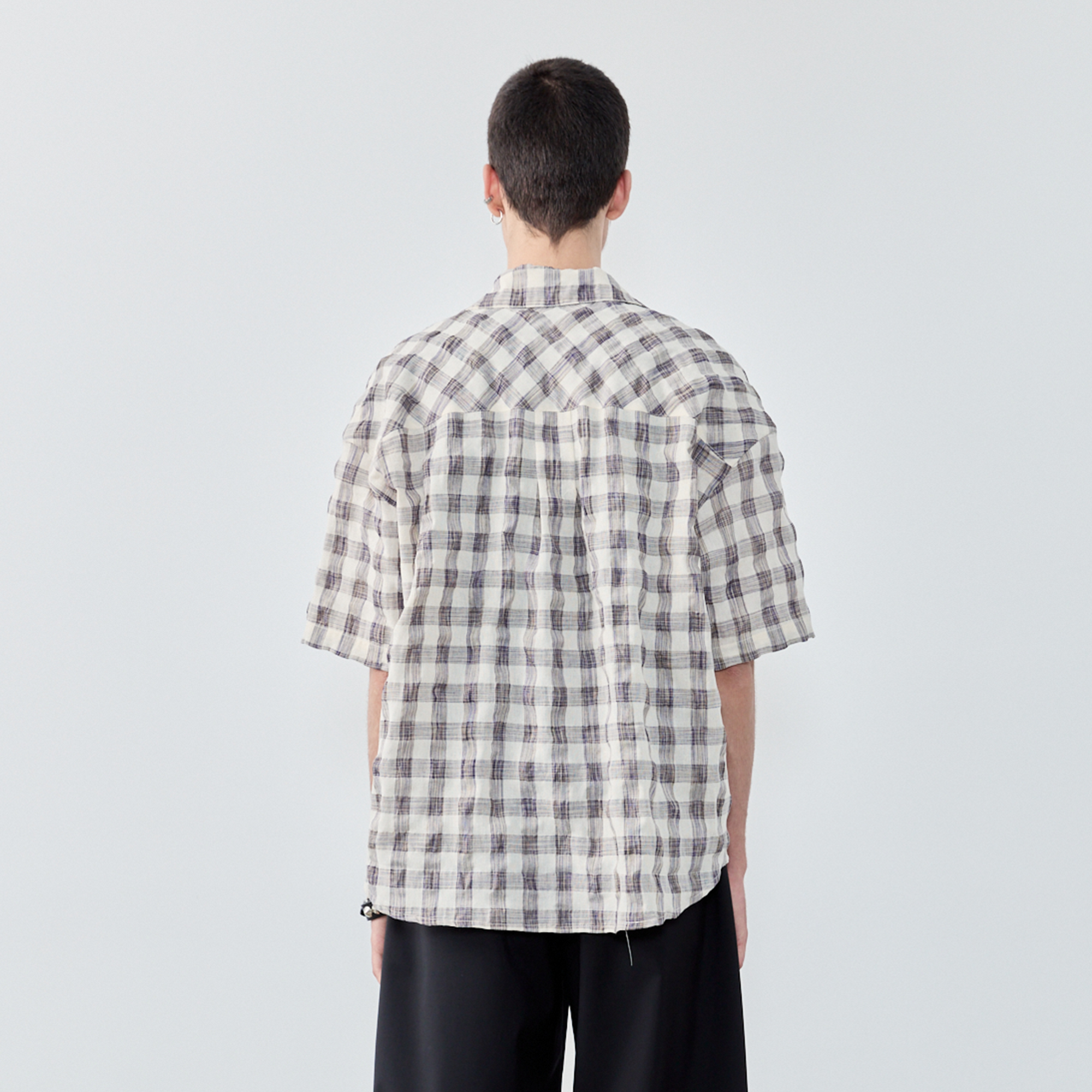 GRAINMUSTARD Retro Plaid Zip Half Shirt, premium urban and streetwear designers apparel on PROJECTISR.com, GRAINMUSTARD