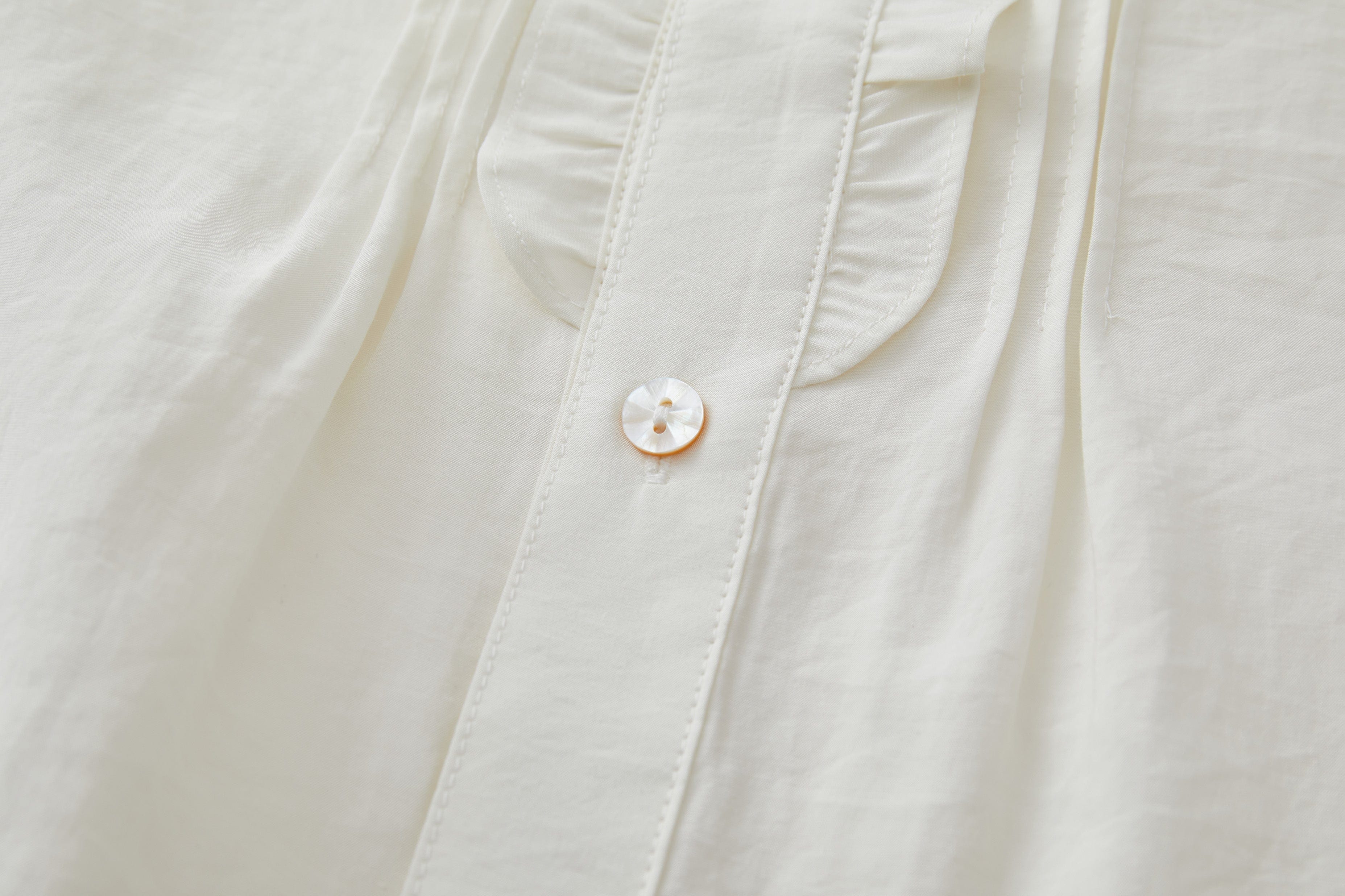 OPICLOTH Retro Pintuck Ruffle Modal Blend Half Shirt
