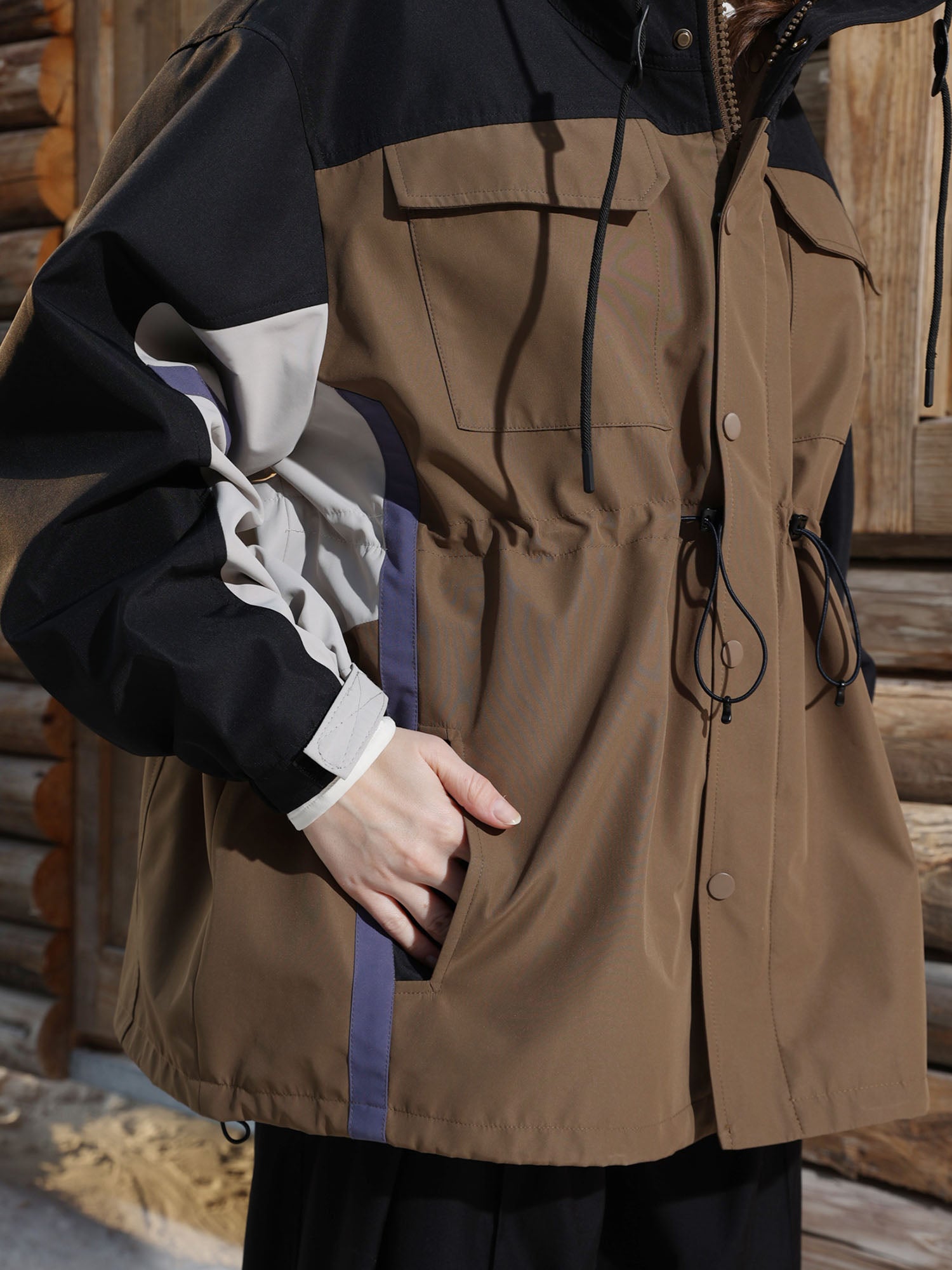 ERROR CODE ROBOT Contrast Waterproof Windbreaker with Detachable Down Vest, premium urban and streetwear designers apparel on PROJECTISR.com, ERROR CODE ROBOT