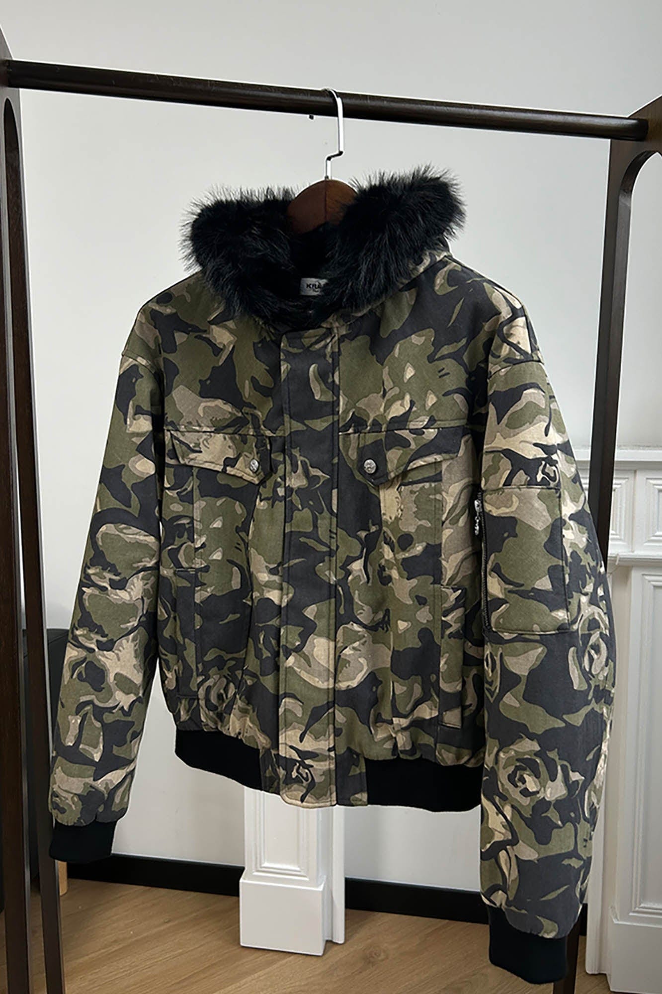 KREATE Padded Faux Fur Collar Utility Jacket