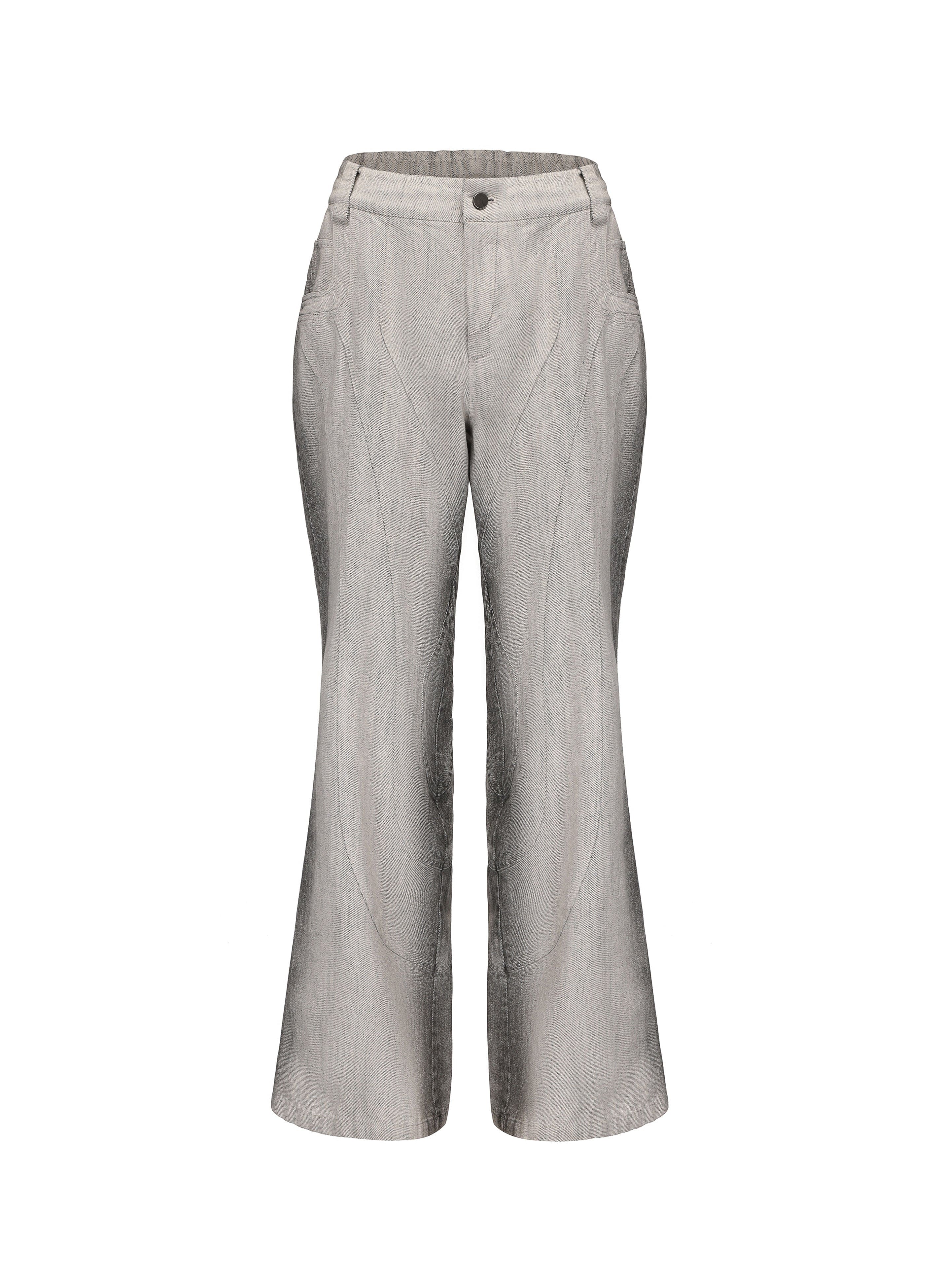 VANN VALRENCE Curved Panel Gradient Washed Flared Jeans