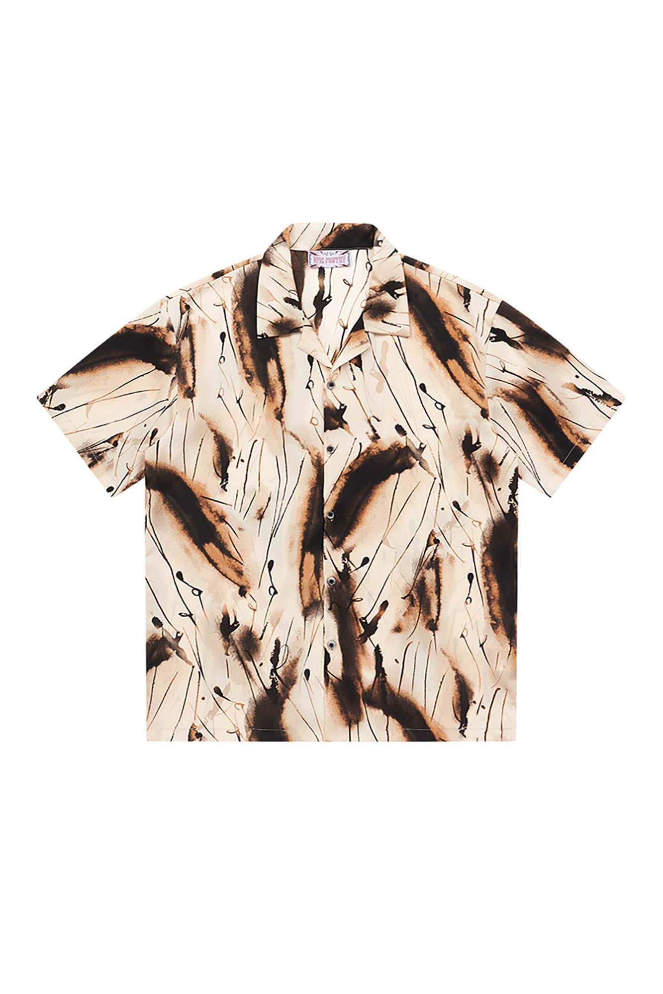 EPIC POETRY Ink Splash Cuban Half Shirt Brown, premium urban and streetwear designers apparel on PROJECTISR.com, EPIC POETRY