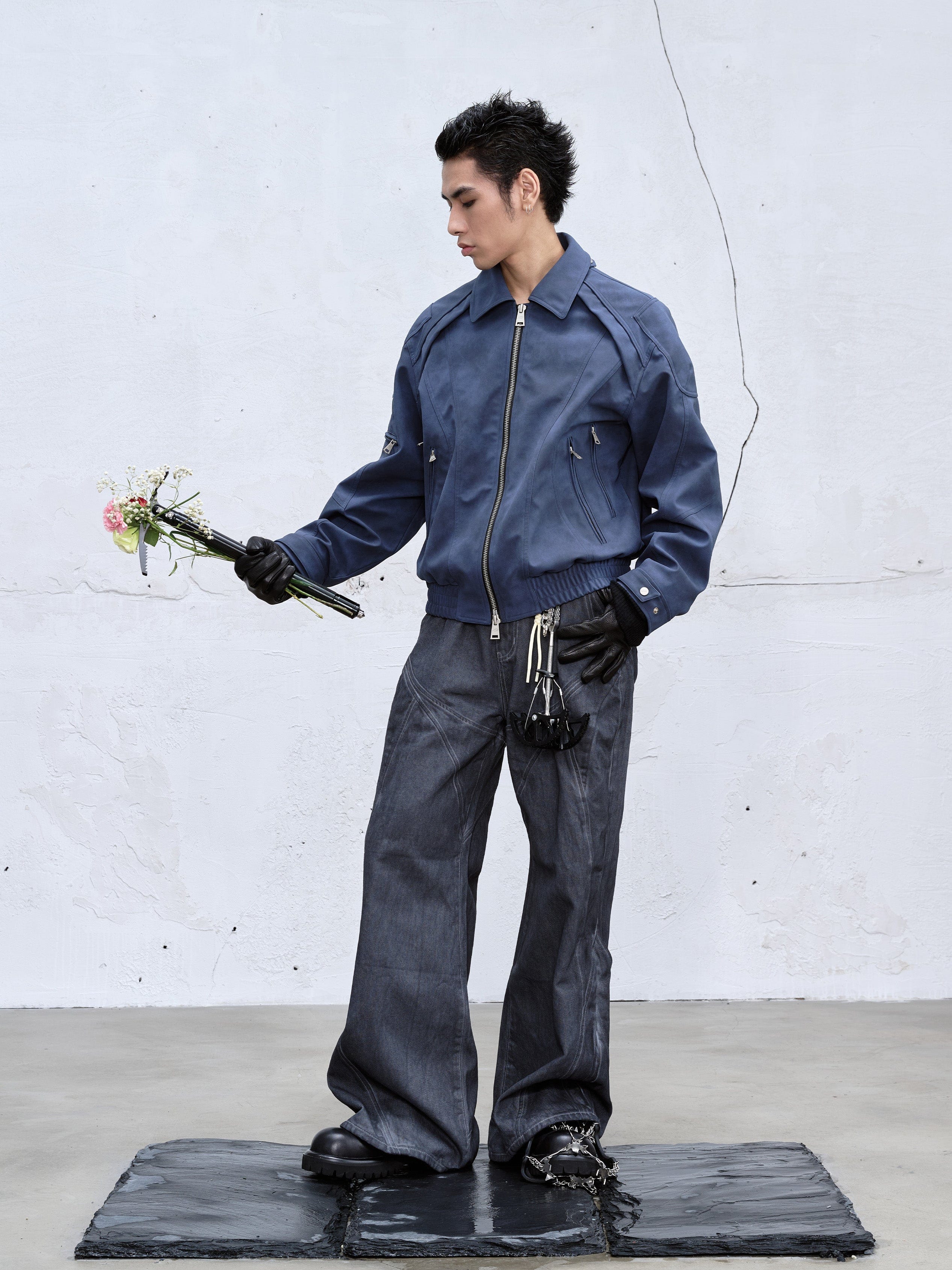 CATSSTAC Dyed Arc-Panel Wide-Leg Jeans, premium urban and streetwear designers apparel on PROJECTISR.com, CATSSTAC