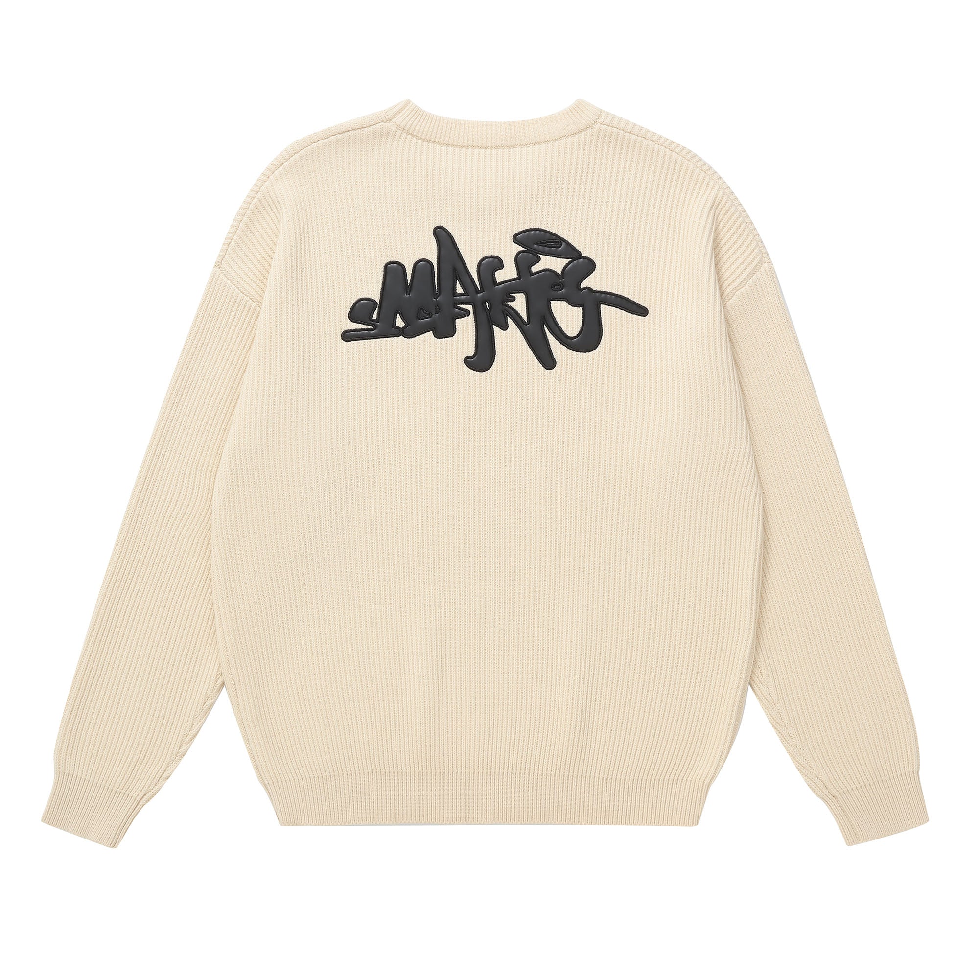 MAKEMORE Embossed Logo Rib Sweater