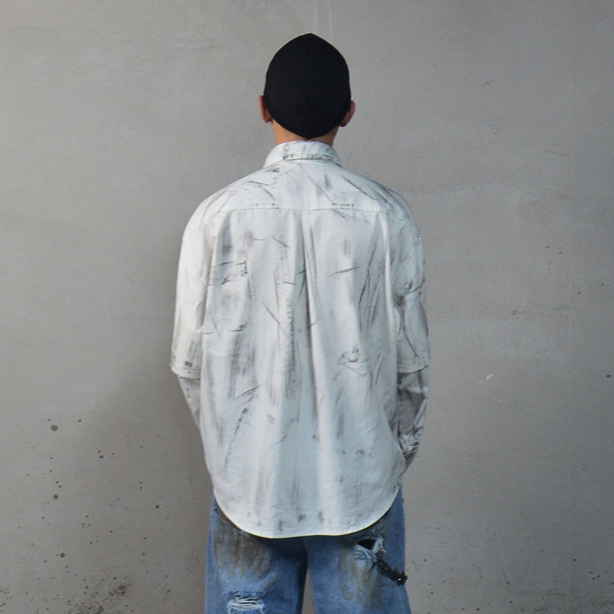 LUUUCAM Slogan Graphic Paintbrush Double-Layer Shirt, premium urban and streetwear designers apparel on PROJECTISR.com, LUUUCAM